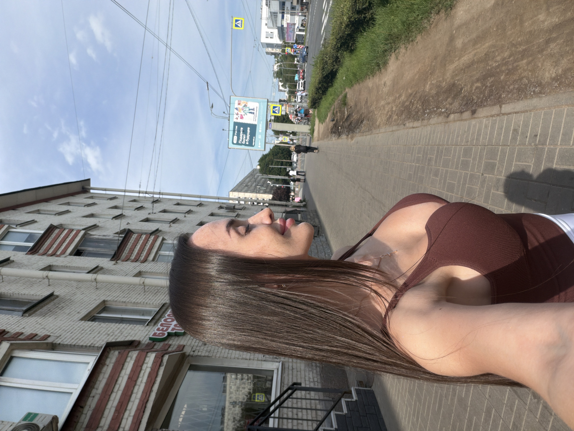 Sunny outdoor selfie in Saint Petersburg, summer 2026