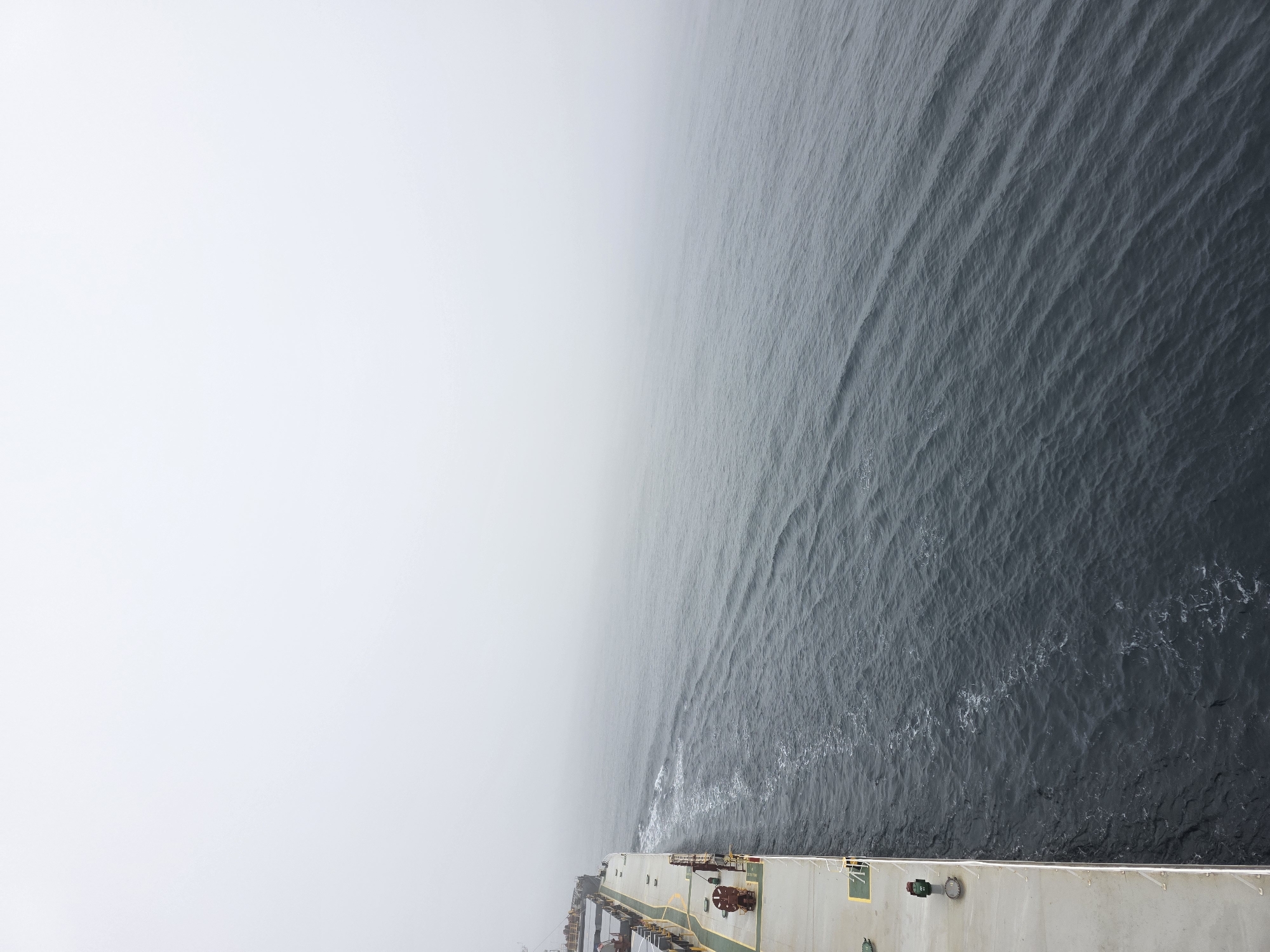 Ship navigates dense fog over remote North Pacific waters