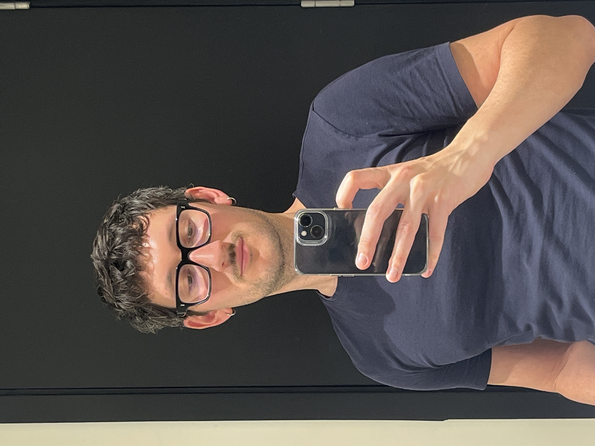 Man takes indoor selfie in London