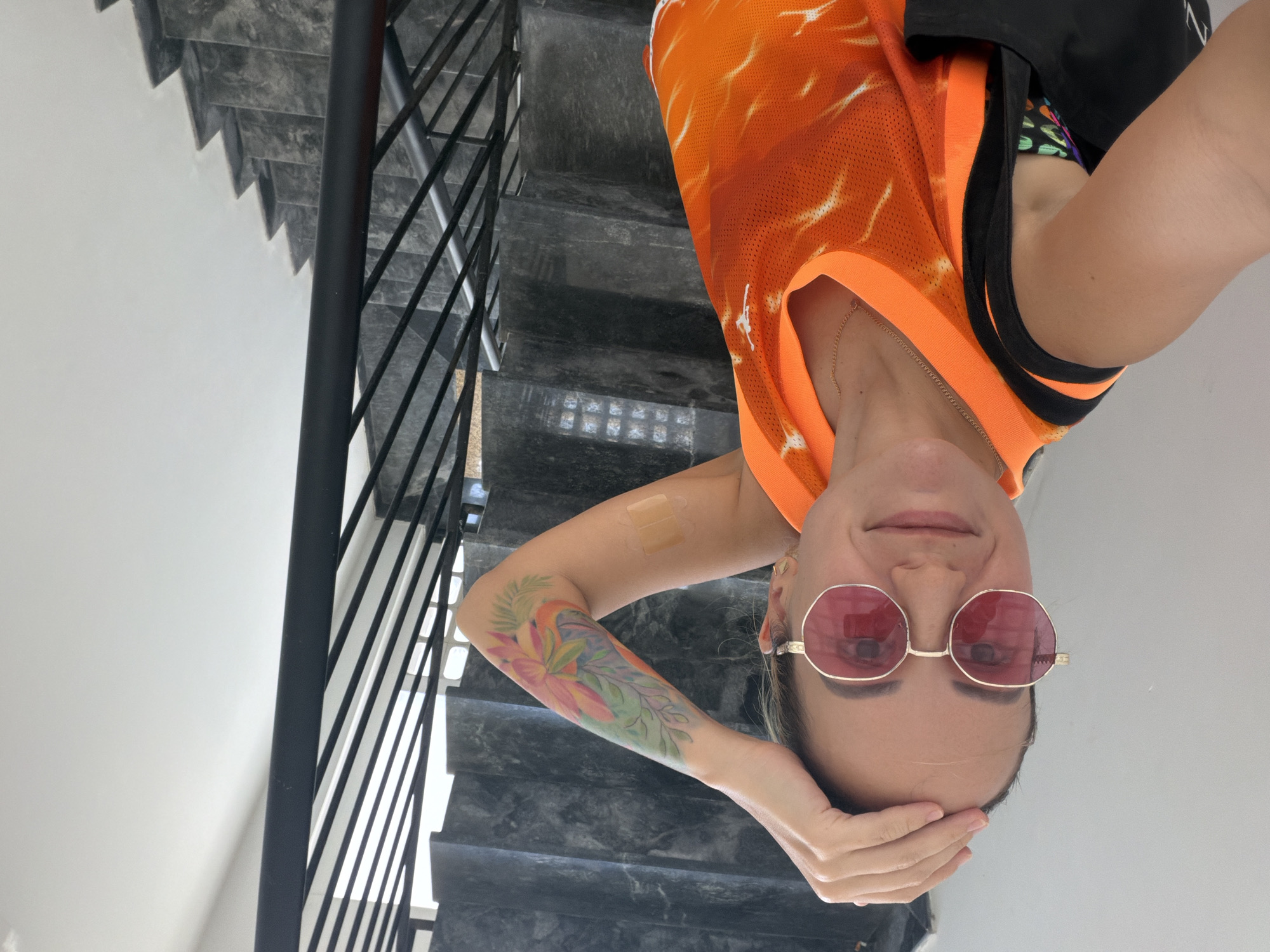 Selfie moment on a staircase in Quy Nhon, Vietnam