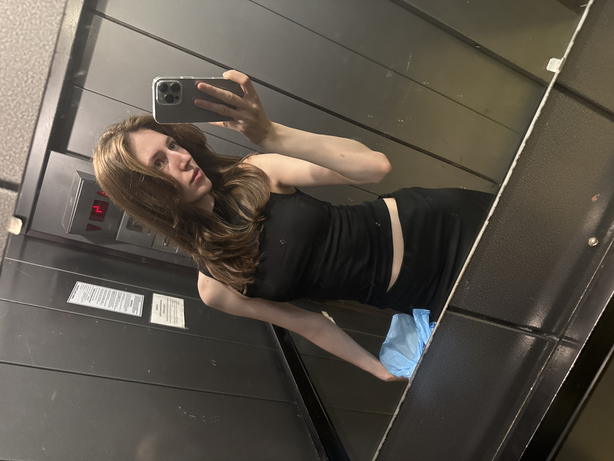 Elevator selfie and shoe detail in Perm, Russia