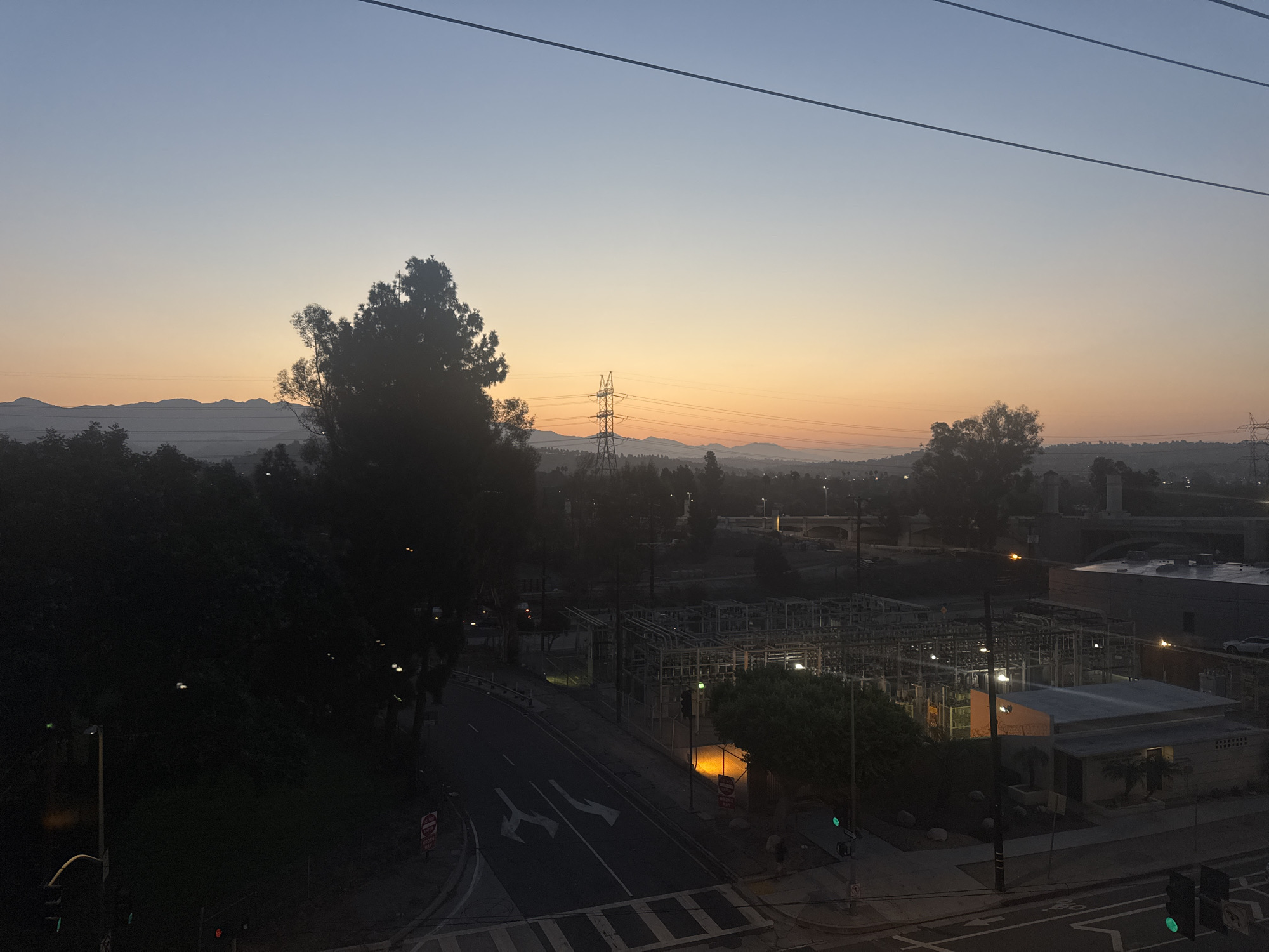 LA industrial zone catches a warm summer sunrise
