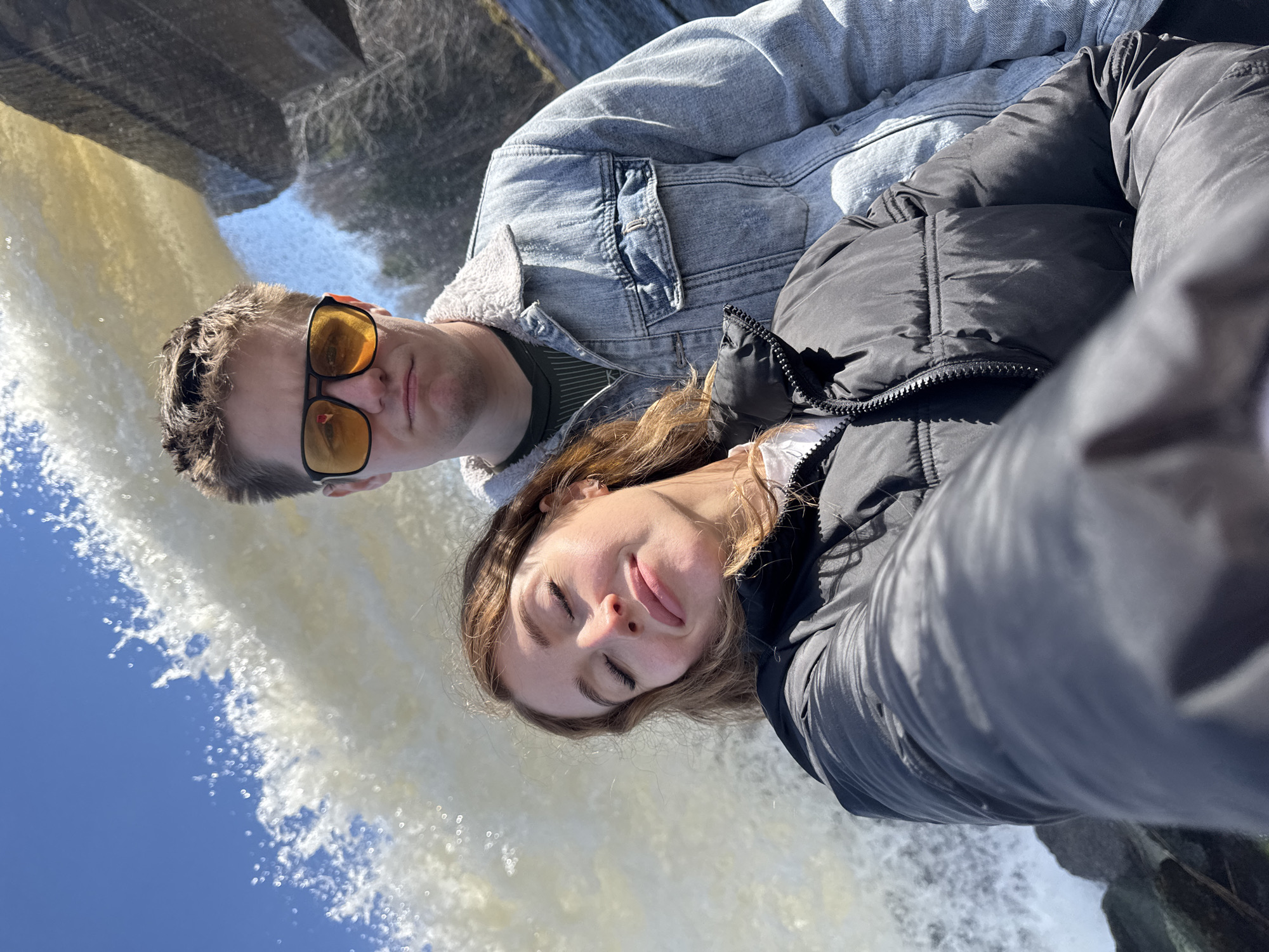 Couple Takes Selfies at Waterfall in Noviy, Russia