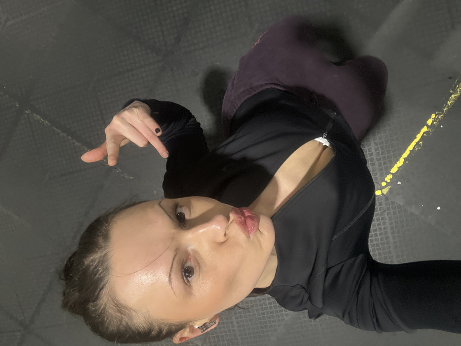 Woman documents evening gym workout and protein shake routine
