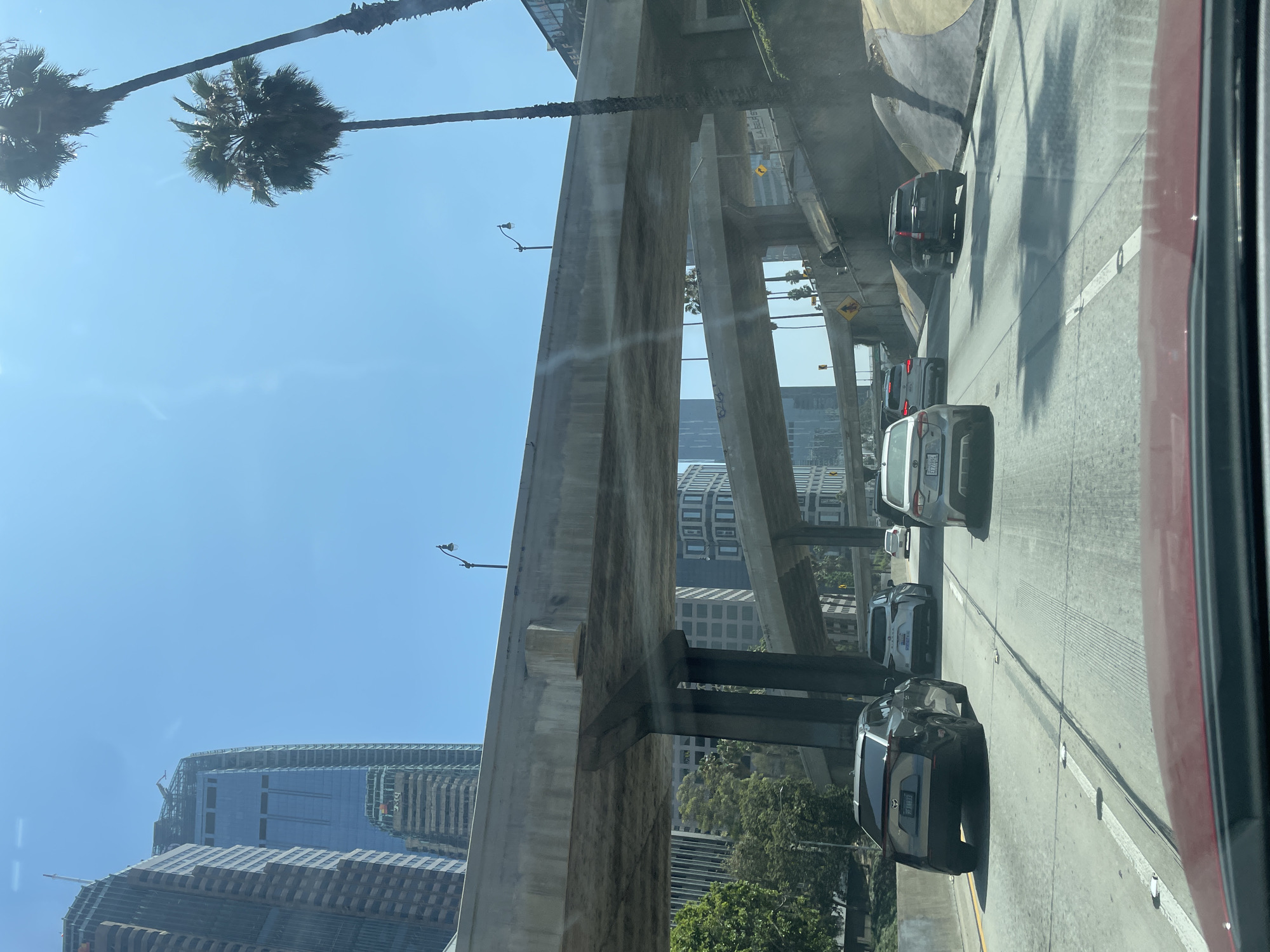 Downtown LA drive documented through multiple vehicle perspectives