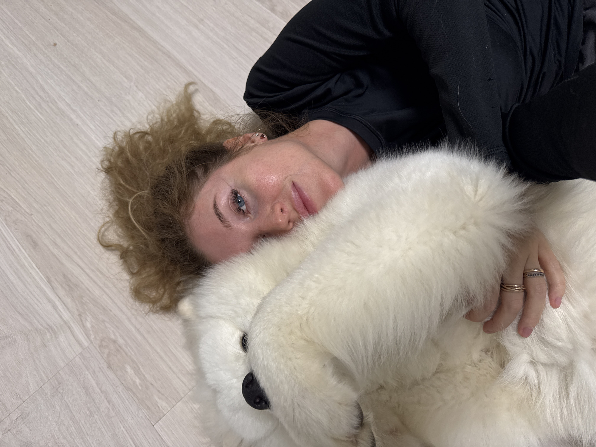 Café spread in Chaikovsky: sushi, pasta, soup, and a Samoyed