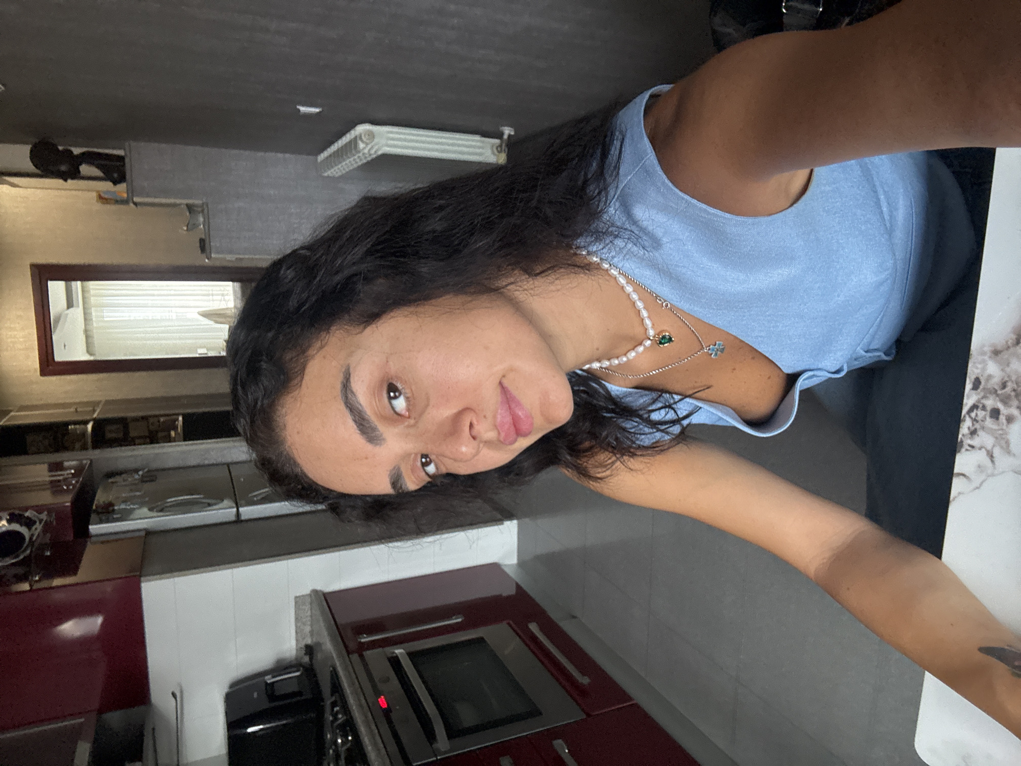 Casual selfie session inside a Tbilisi hallway
