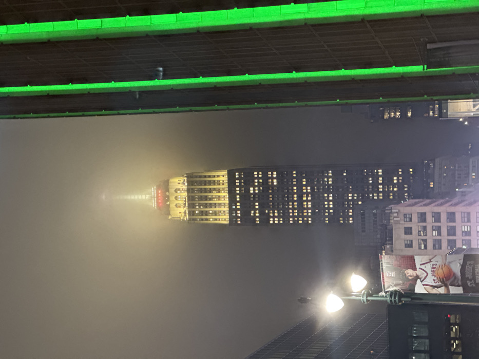 NYC rodeo and foggy Empire State Building captured overnight
