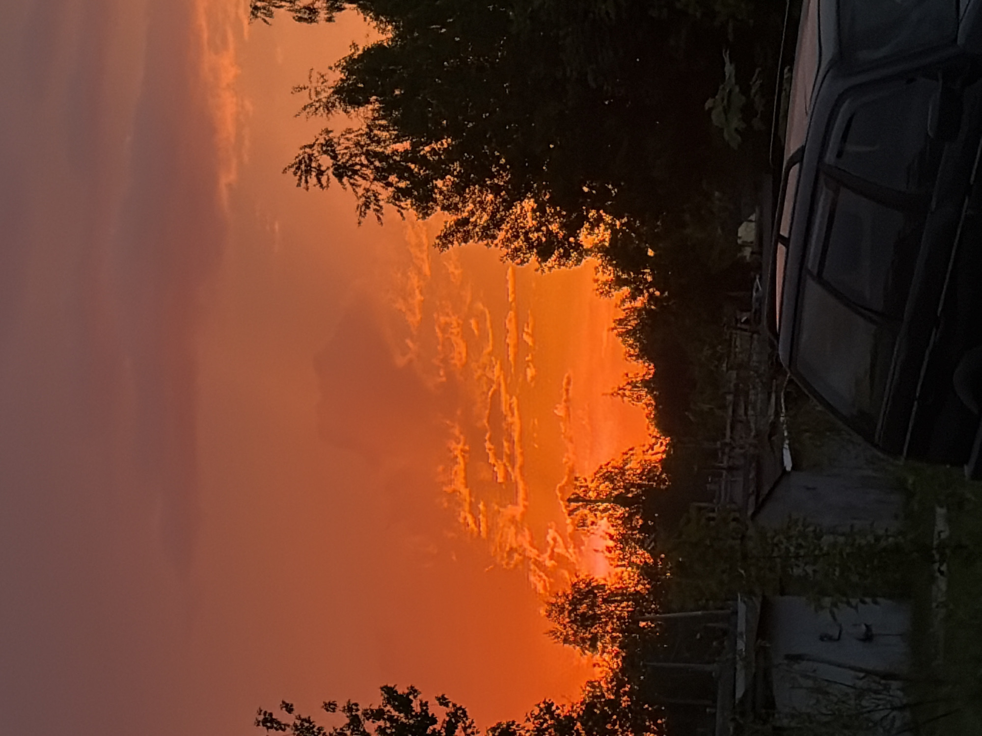 Vivid sunset captured over Mazyr, Belarus evening sky