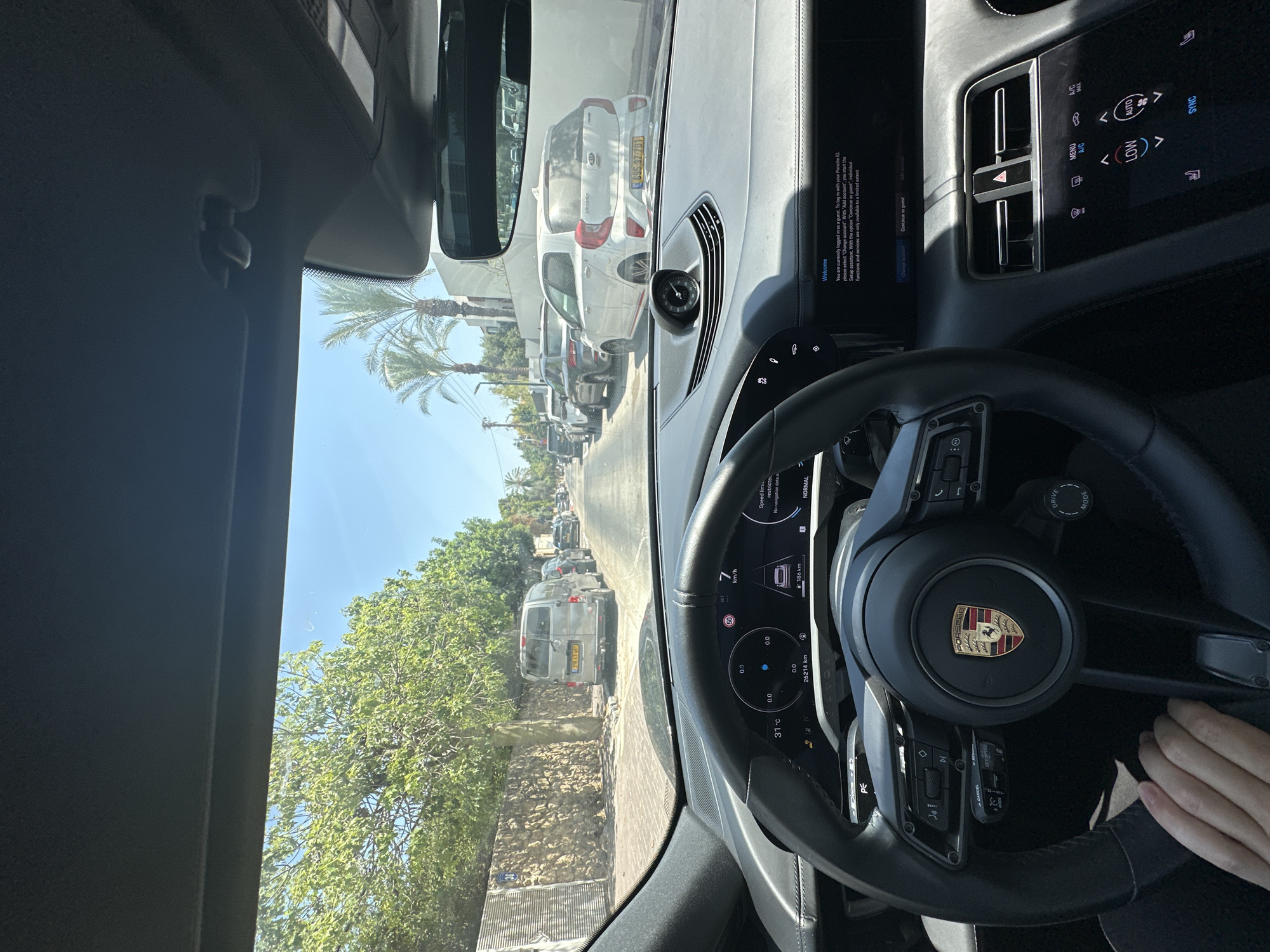 Behind the wheel of a Porsche in Herzliya, Israel