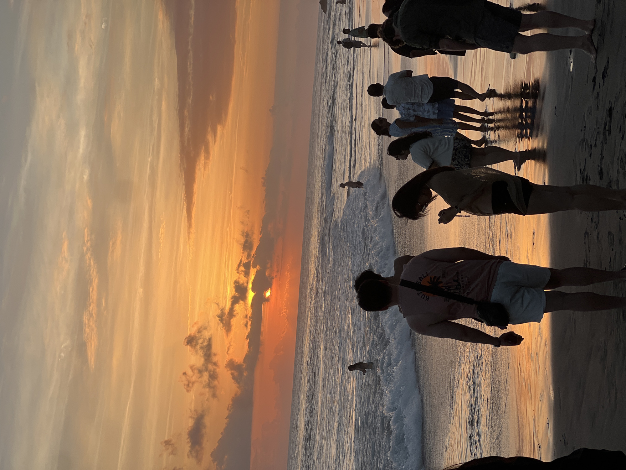 Sunset crowd gathers along Kuta Beach, Bali