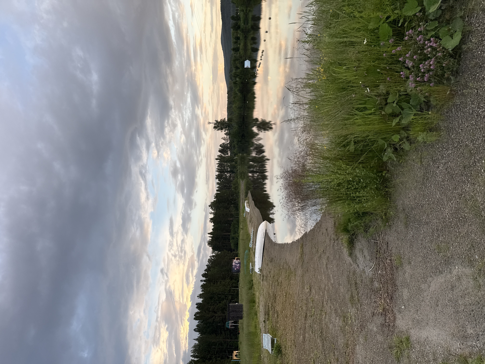 Evening scenes around Syrostan lakeside and caravan park