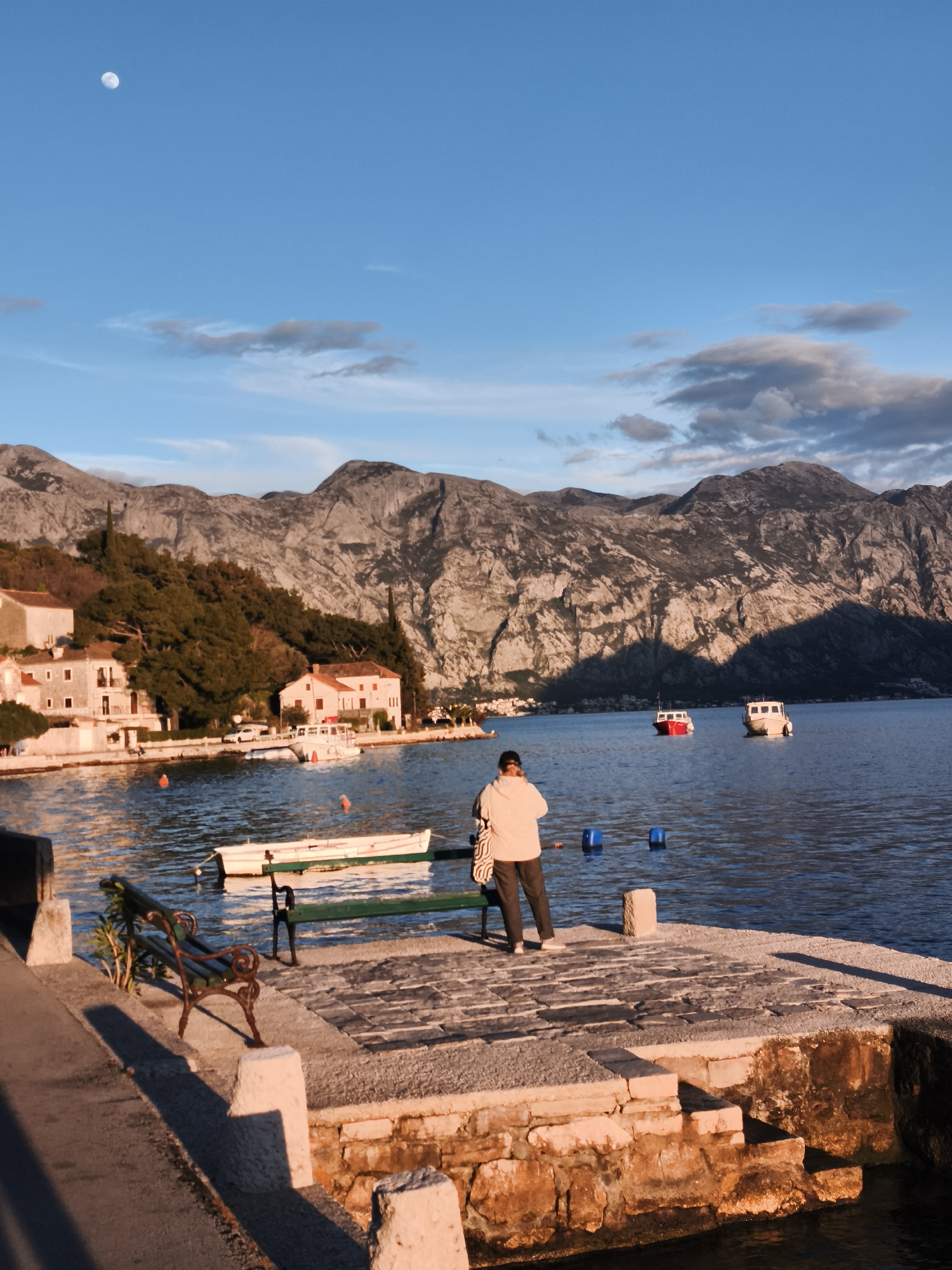 Tourist activity and emergency vehicles observed in Perast, Montenegro