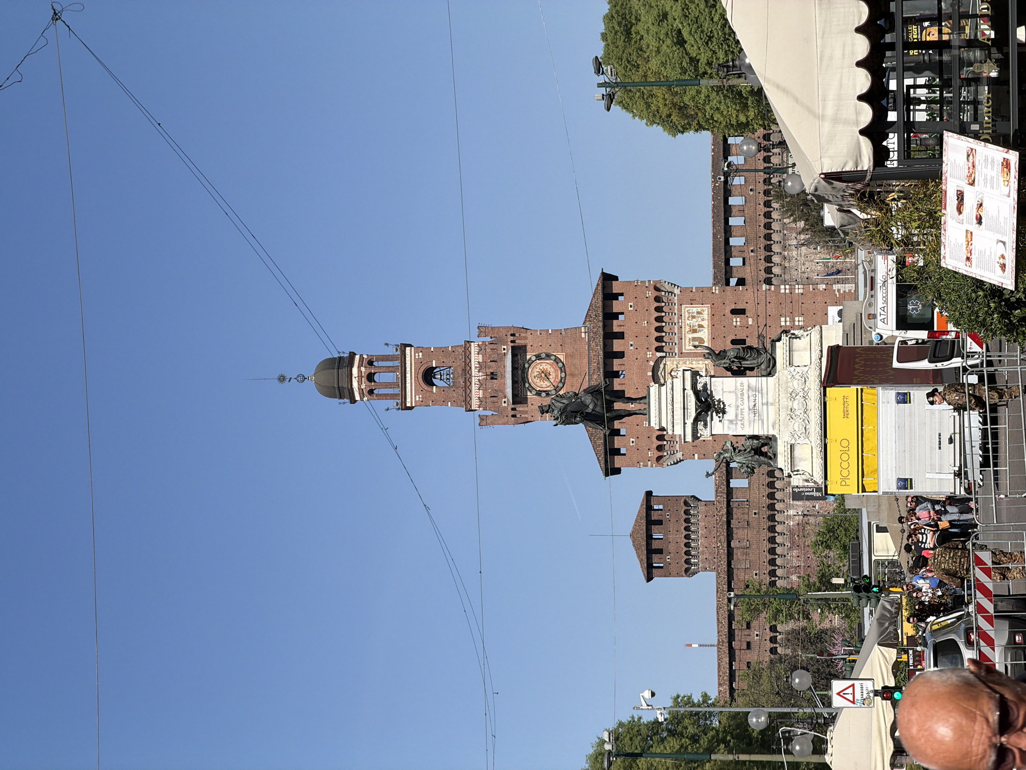 Morning Views of Milan's Sforza Castle and Needle Sculpture