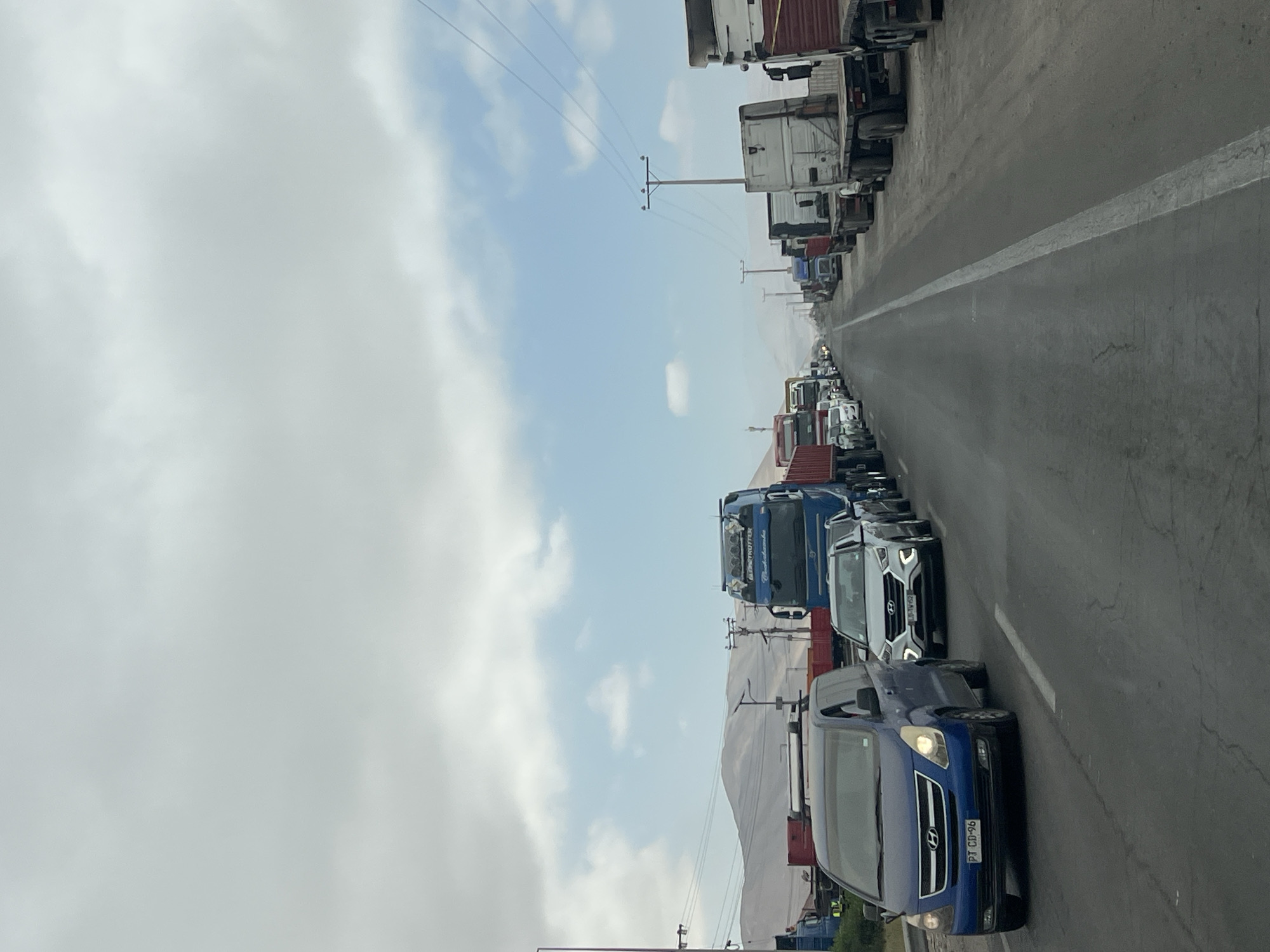 Traffic jam clogs highway near Arica, Chile