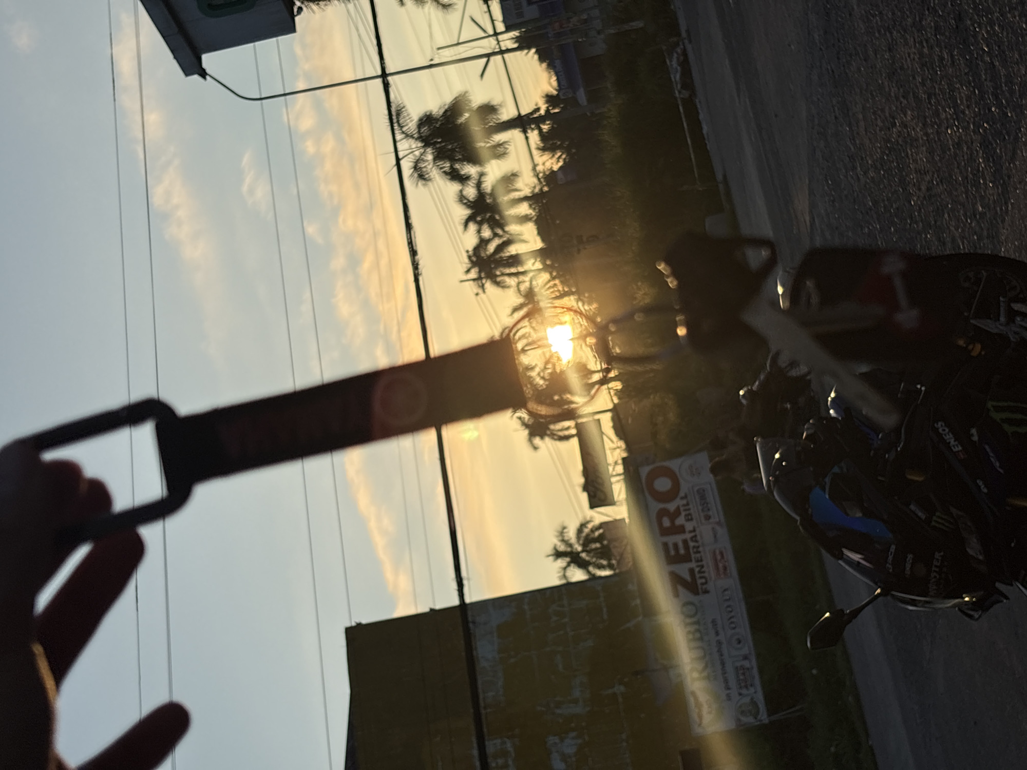 Sunset stop at a Tagum City gas station with a Yamaha R15