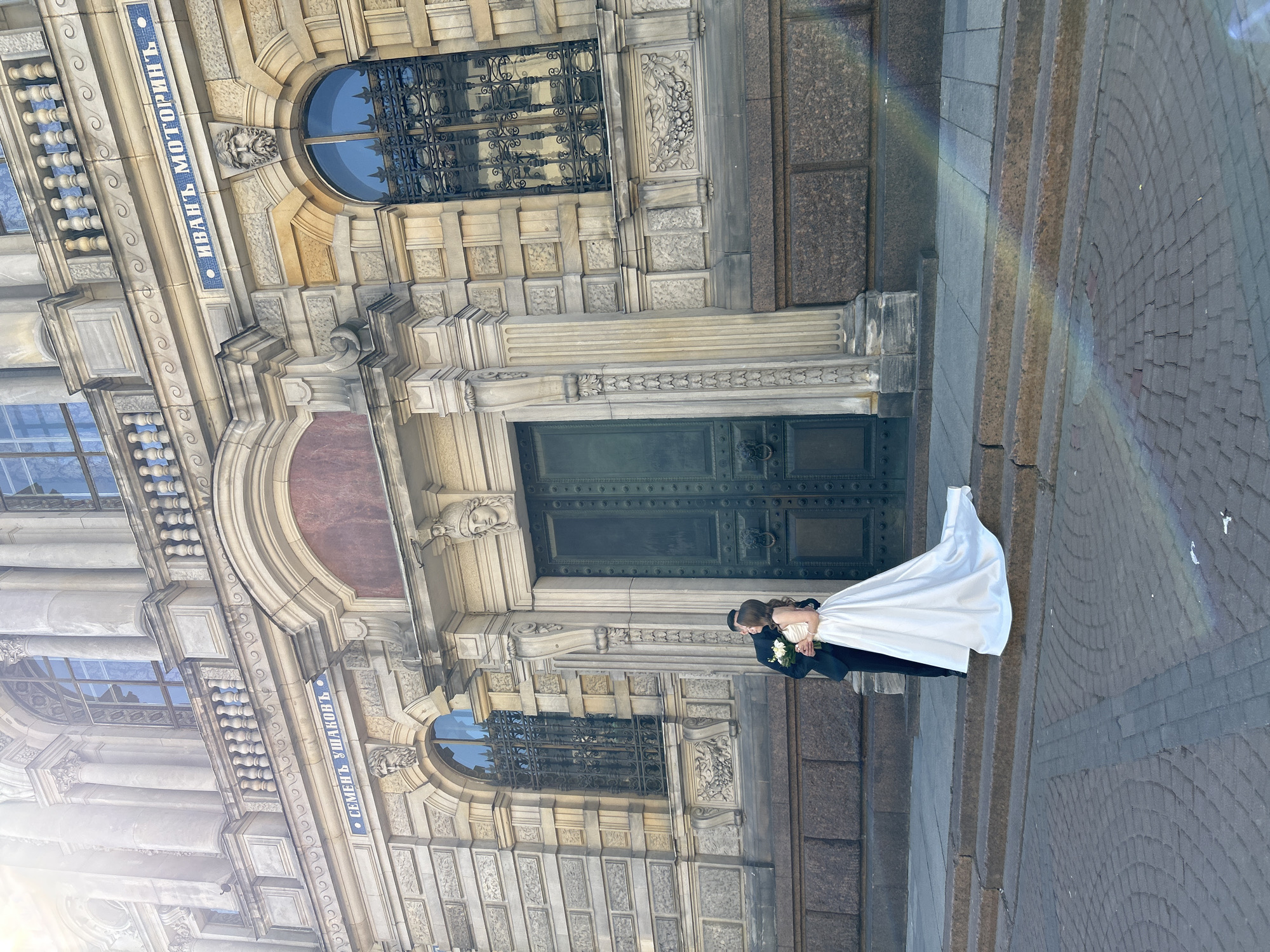 Wedding photos and spring tourism captured in historic Saint Petersburg