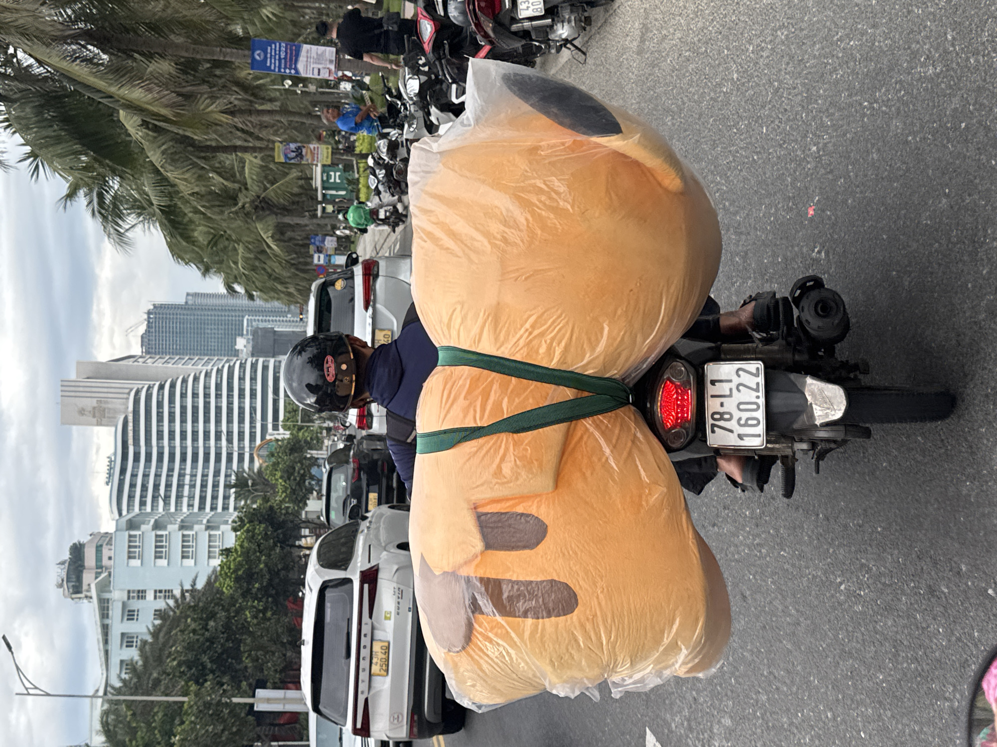 Motorcyclist observed on busy Đà Nẵng street during morning hours