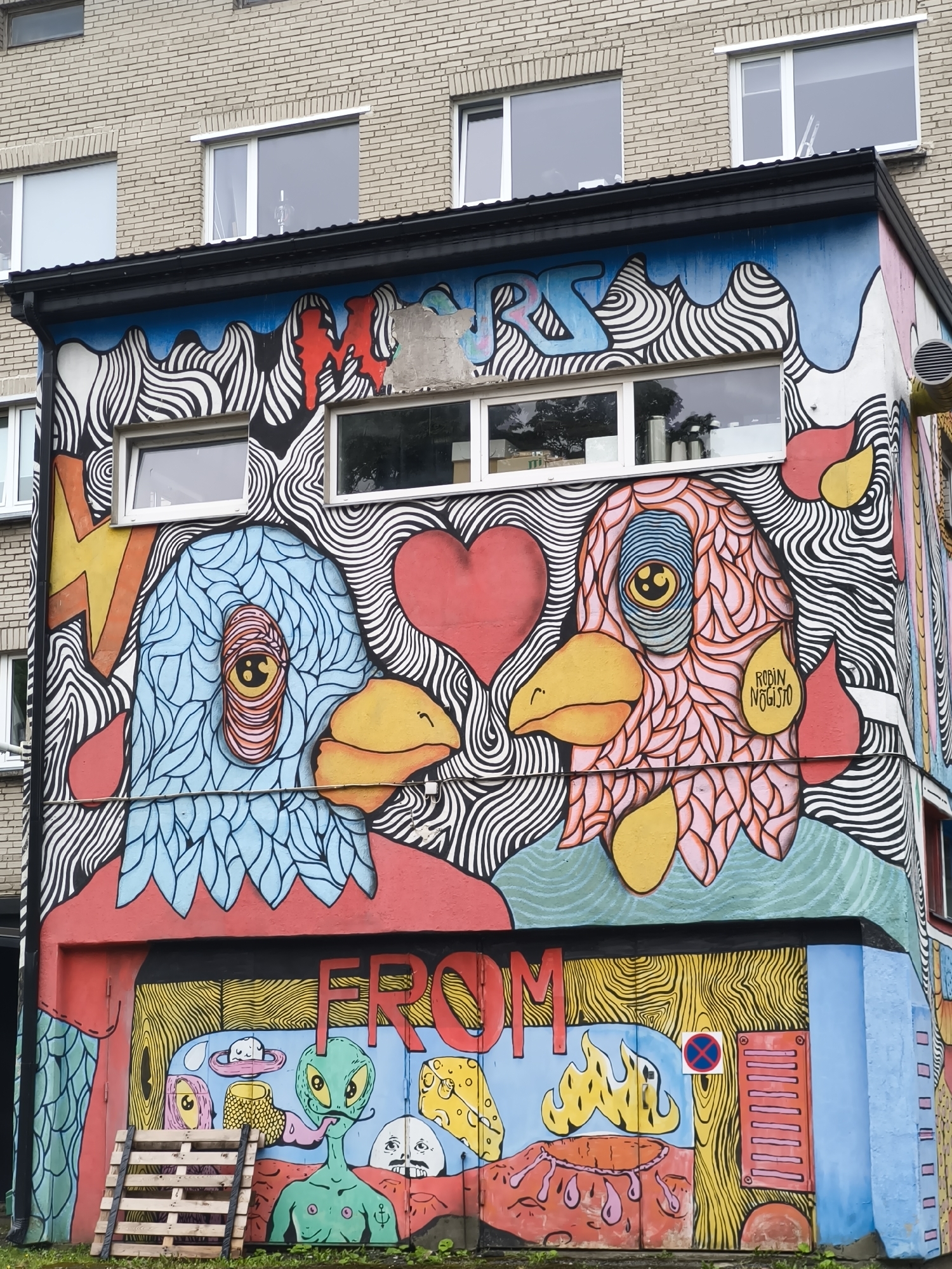 Street art, sculptures, and everyday Tallinn in one block