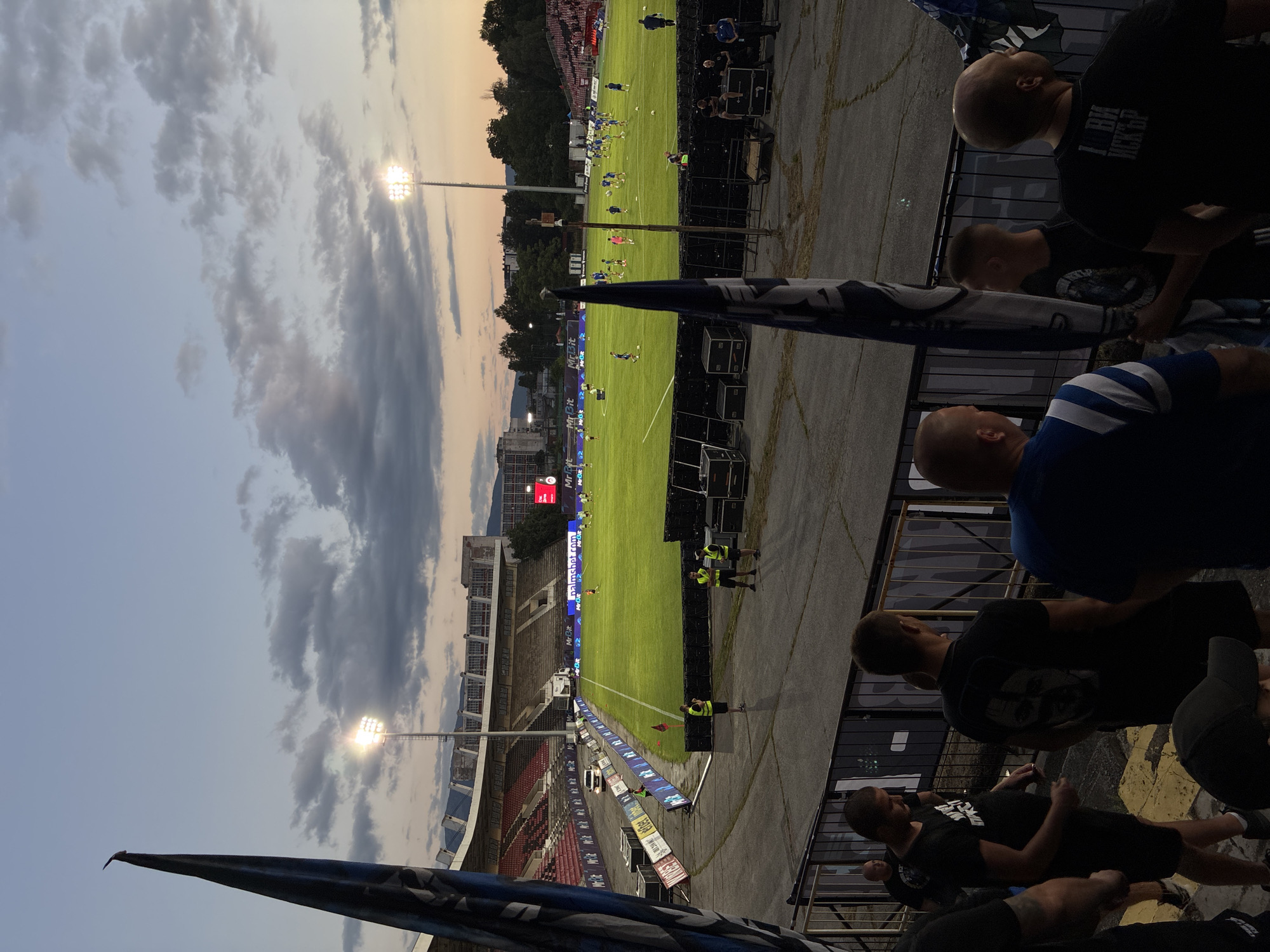 Pre-match atmosphere builds at a Sofia football stadium