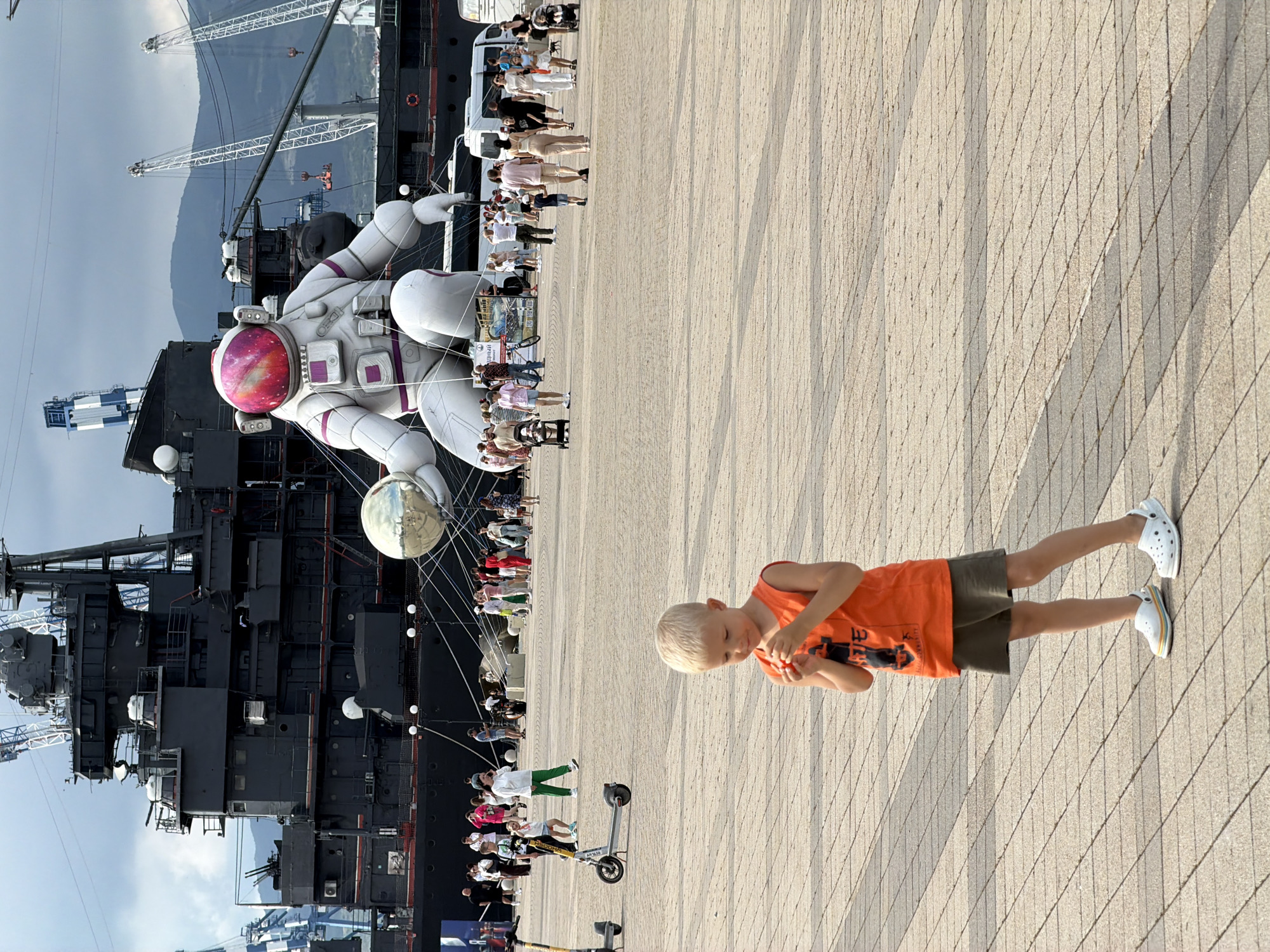 Children play at waterfront plaza in Novorossiysk, Russia