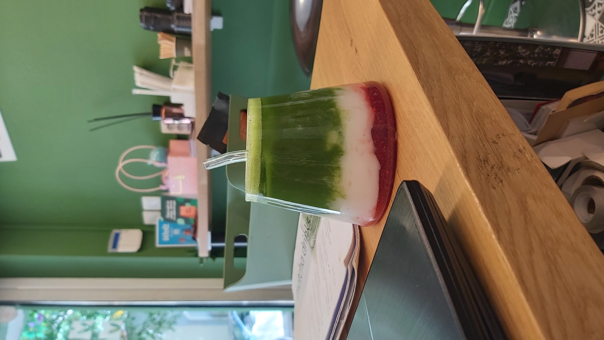 Sofia resident enjoys layered drink while watching space content