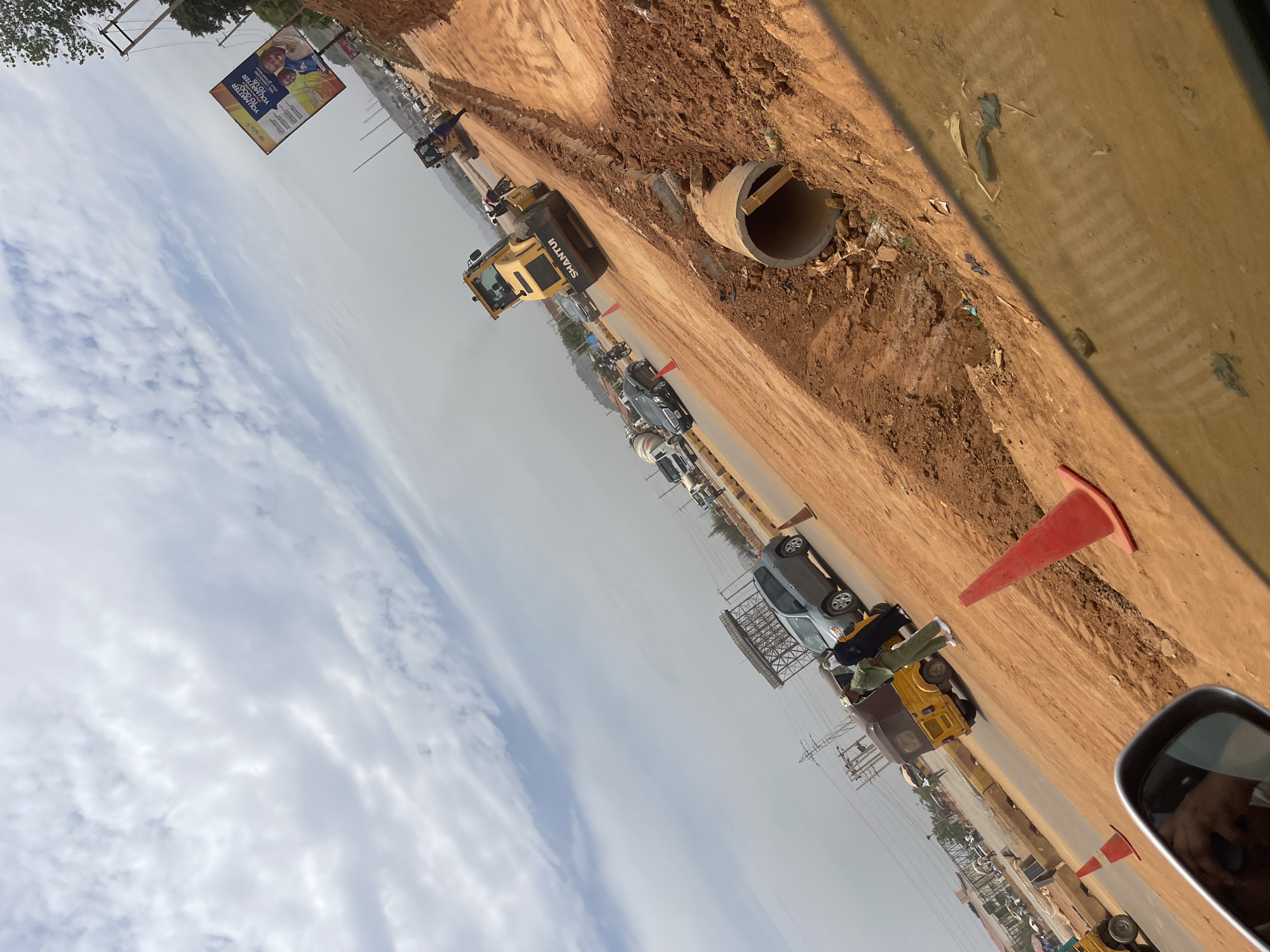 Construction activity observed from vehicle in Abuja, Nigeria