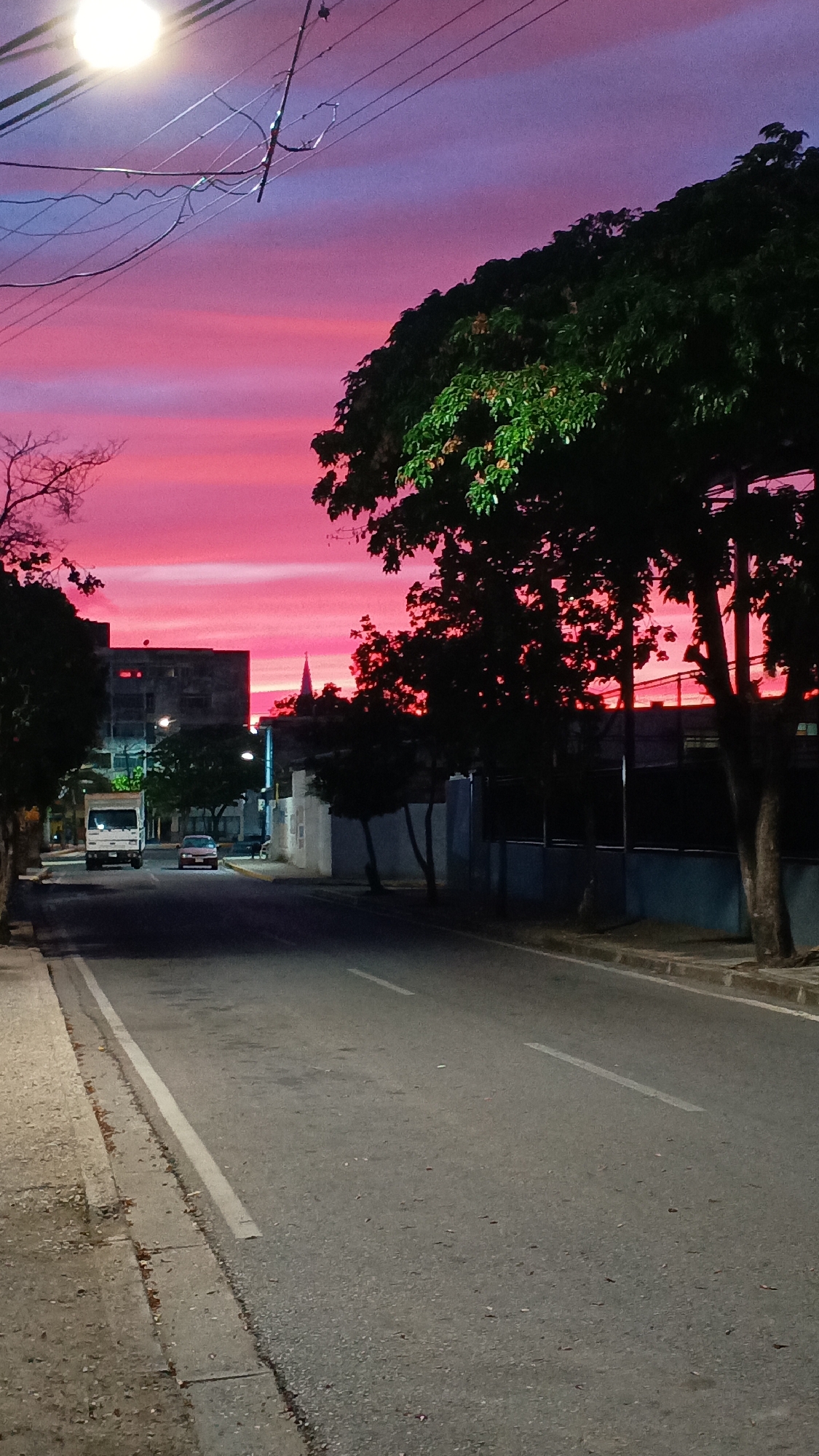 Evening streets of Juan Griego at dusk, Venezuela