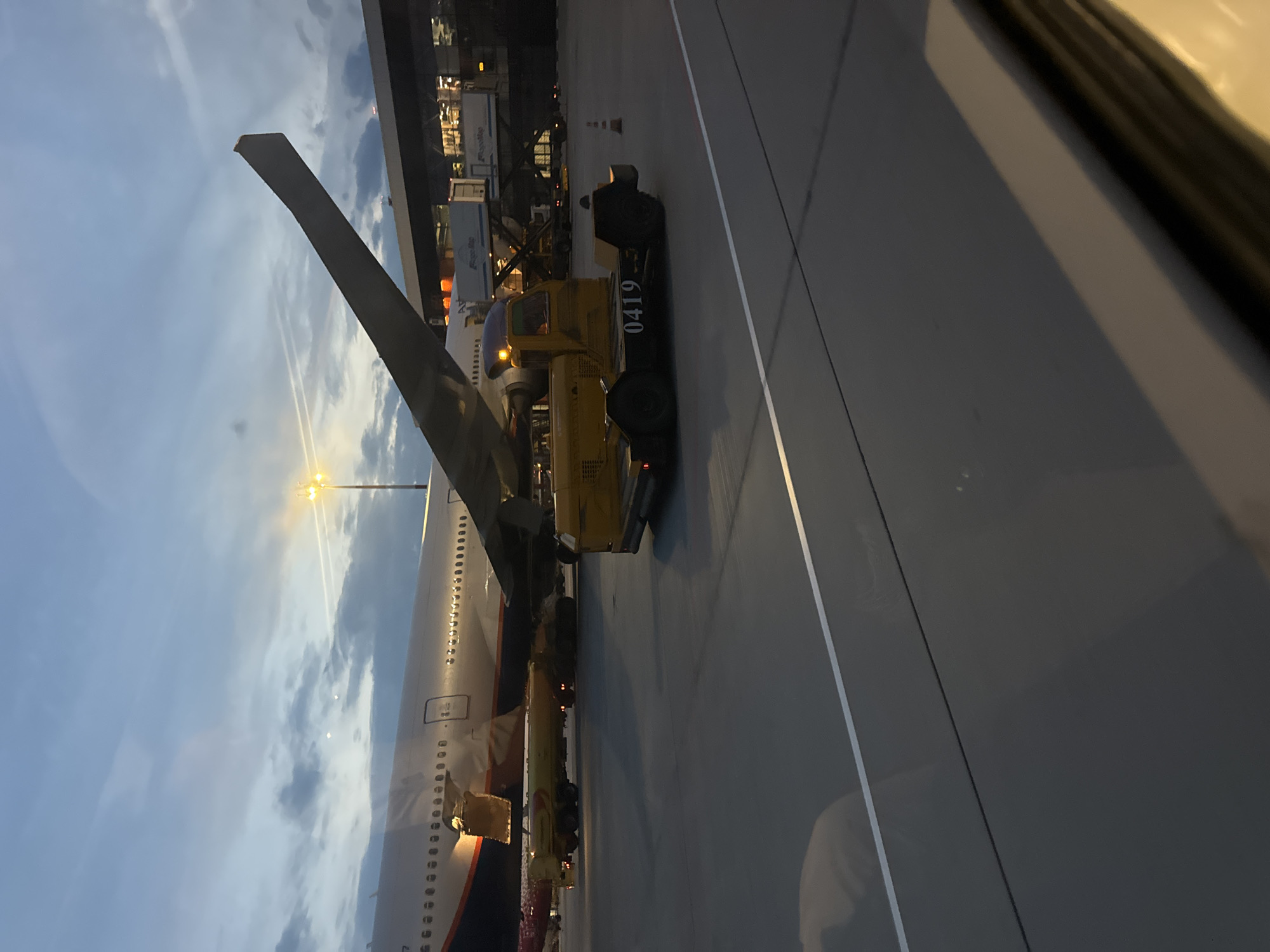 Aeroflot aircraft parked at Sheremetyevo at dusk