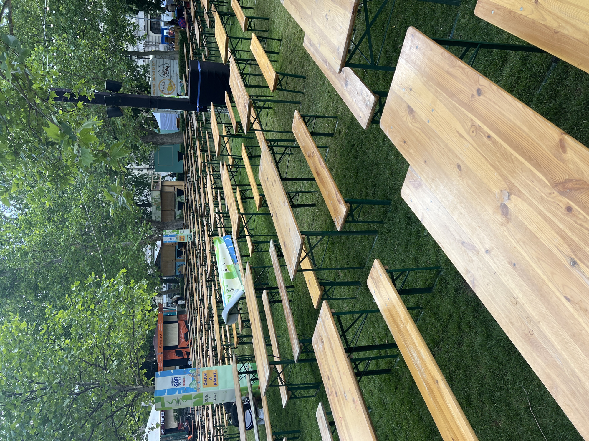 Large outdoor event setup observed in Budapest park