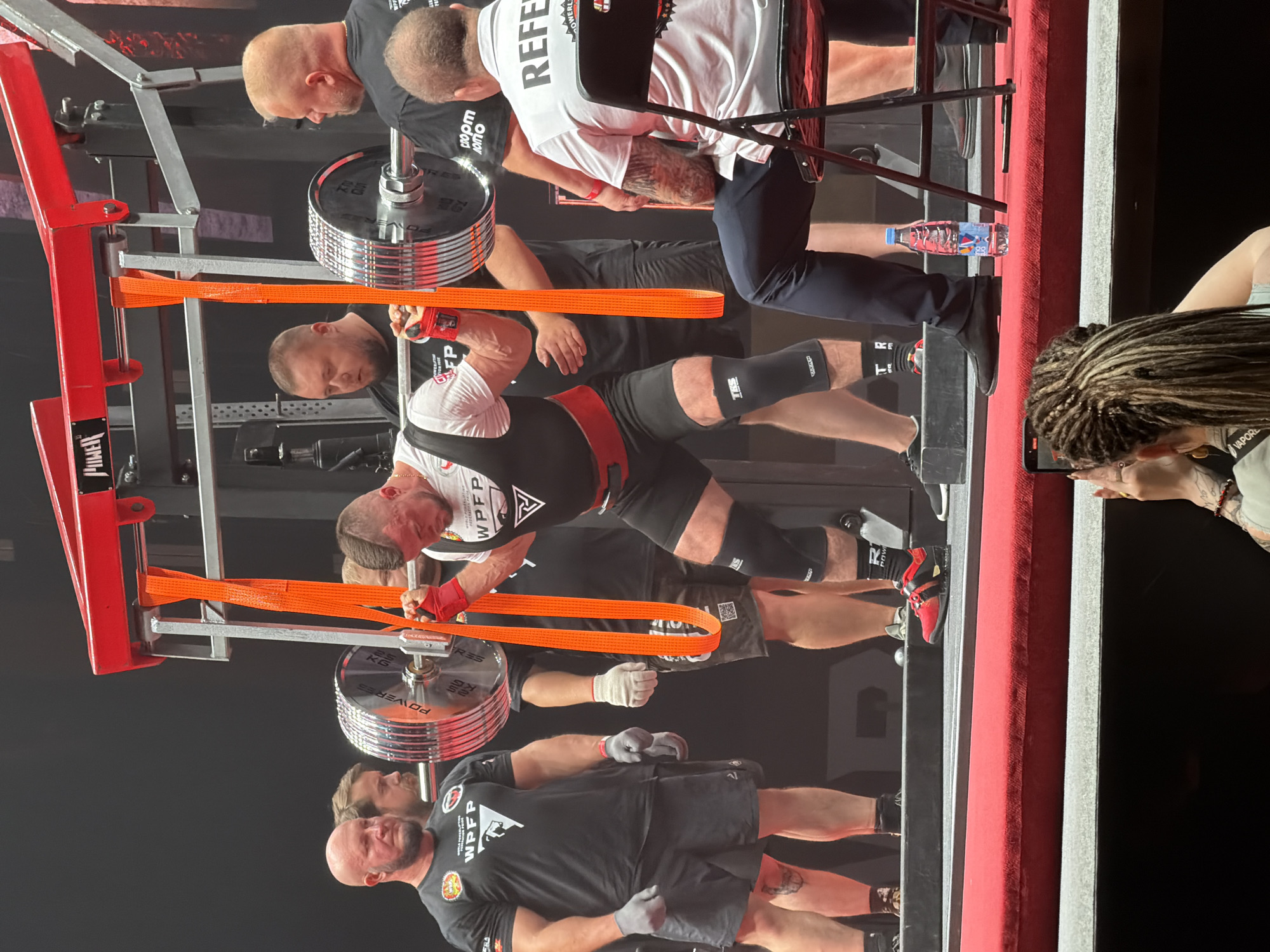 Powerlifting meet in Khimki, with parrot and garden on the side