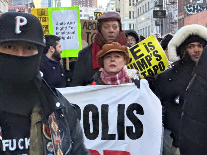 Protesters march through New York streets Thursday evening