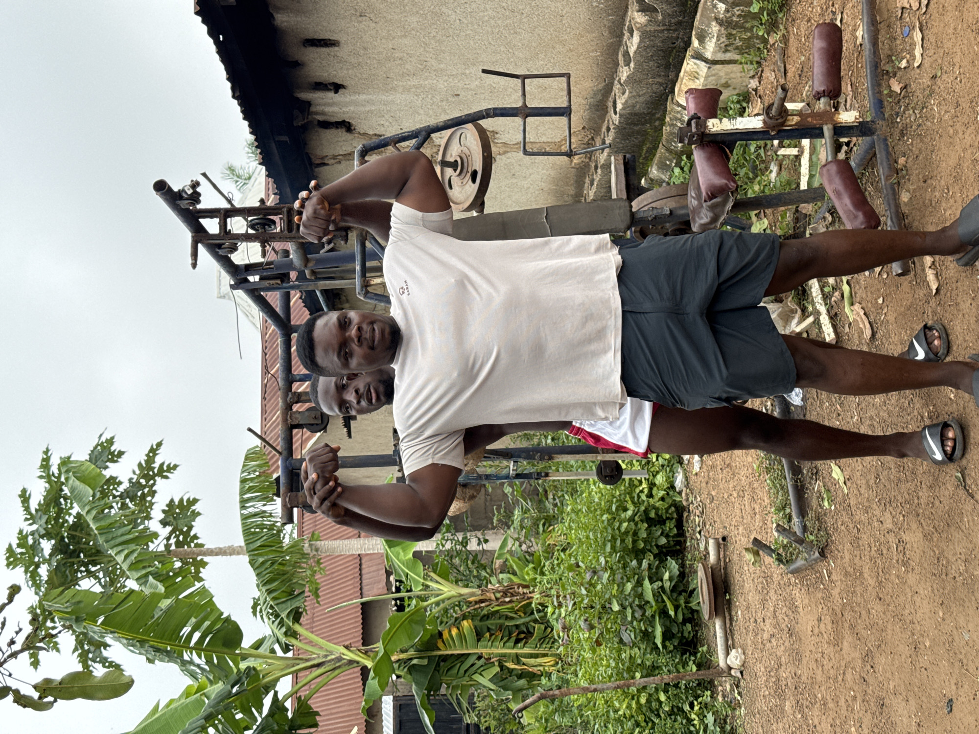 Makeshift outdoor gym session in Akwanga, Nigeria