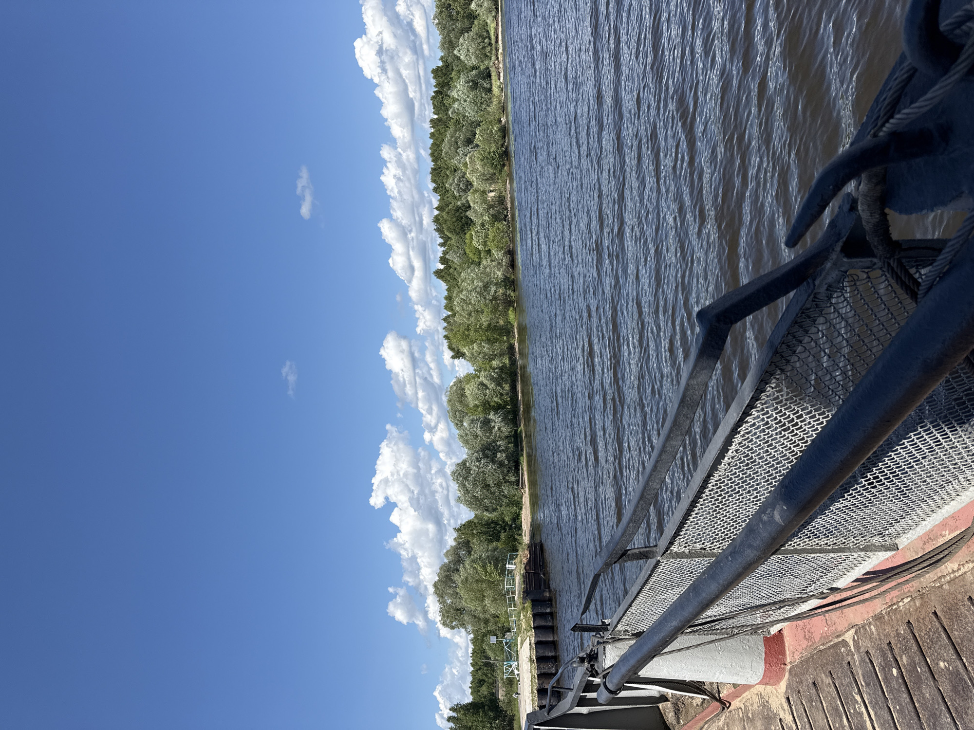 Volga River ferry crossing near Kozmodemyansk on a summer morning