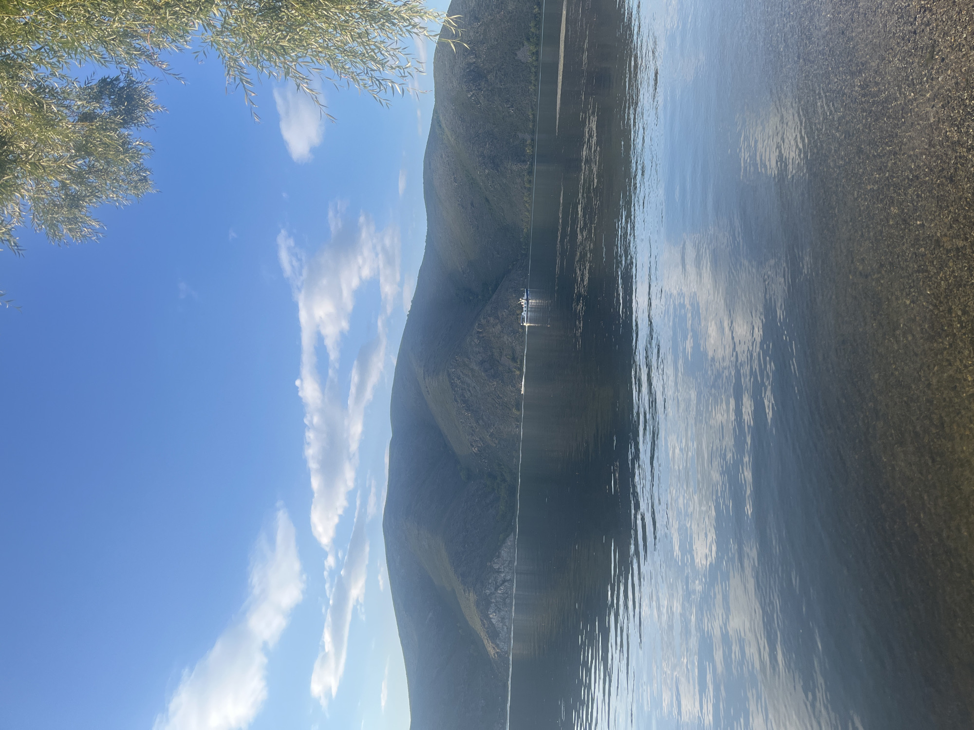 Lakeside hangout near Oskemen with mountain views
