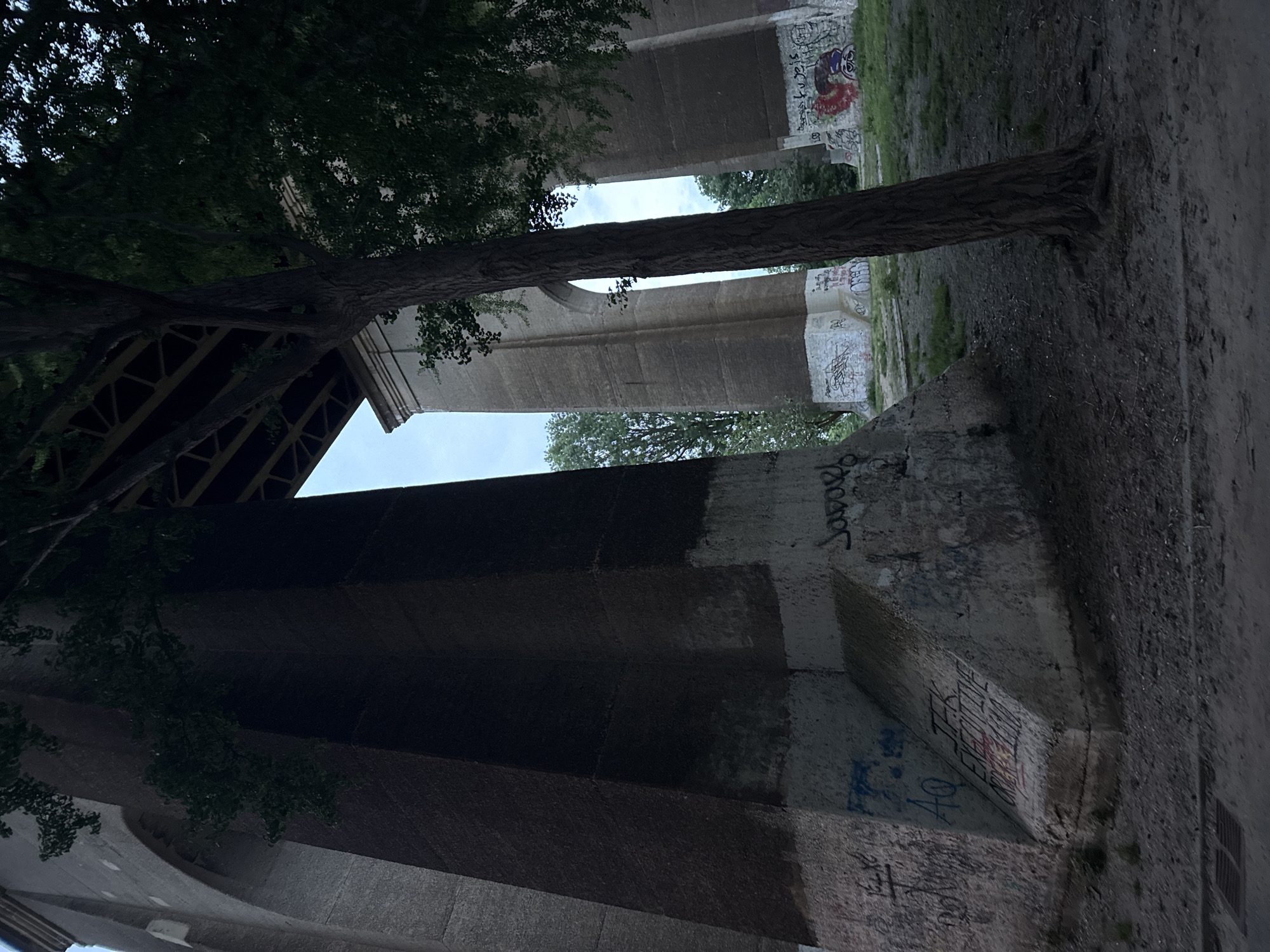 Graffiti-covered bridge underside documented in New York