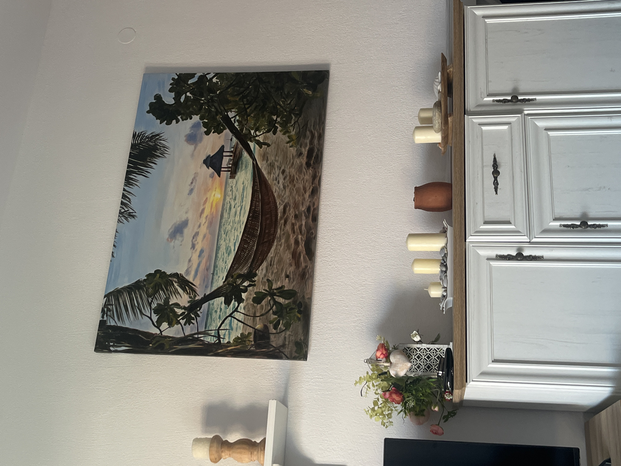 Tropical-themed interior documented at Ofrynio Beach establishment