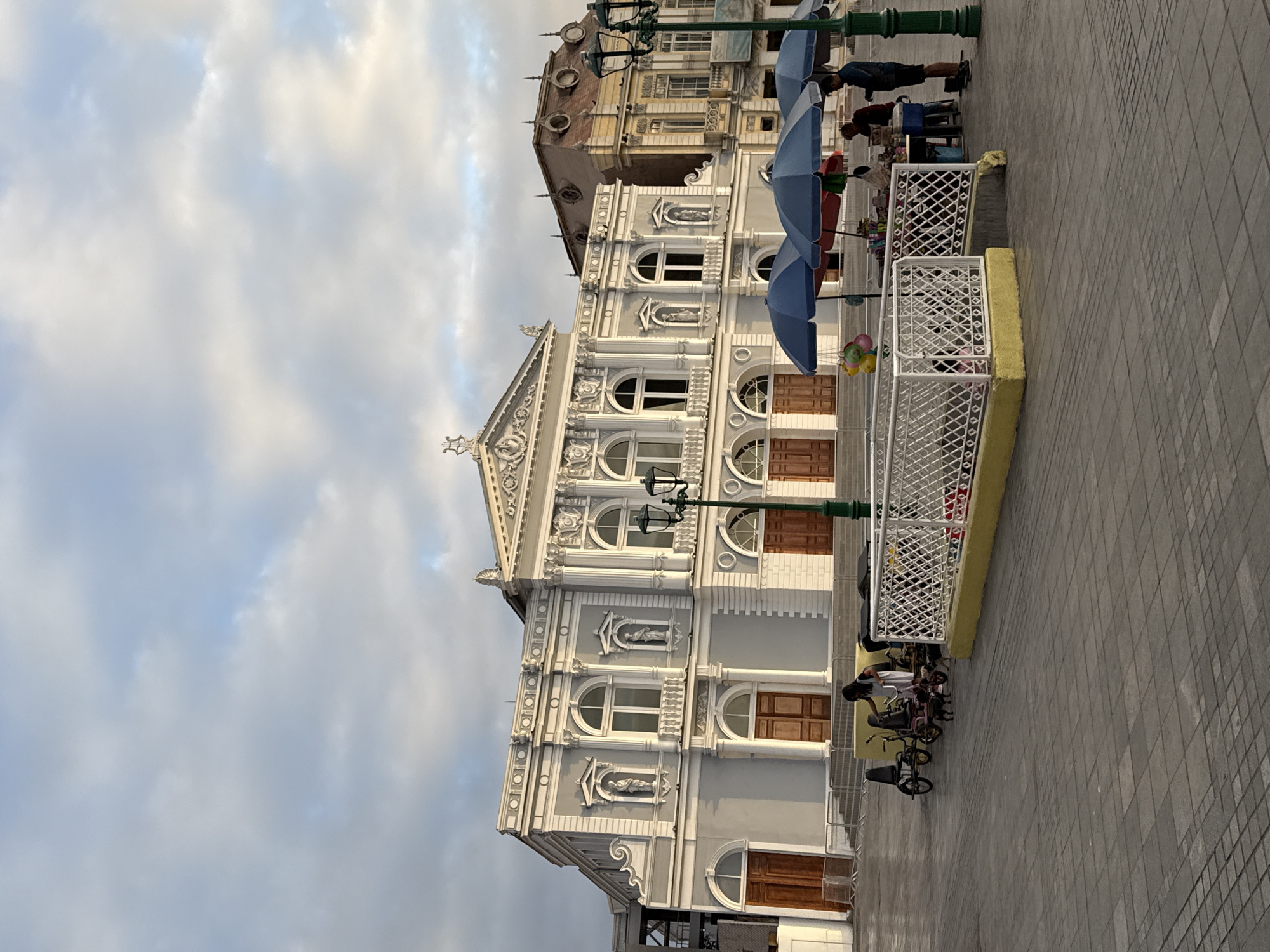 Iquique's historic downtown landmarks at dusk