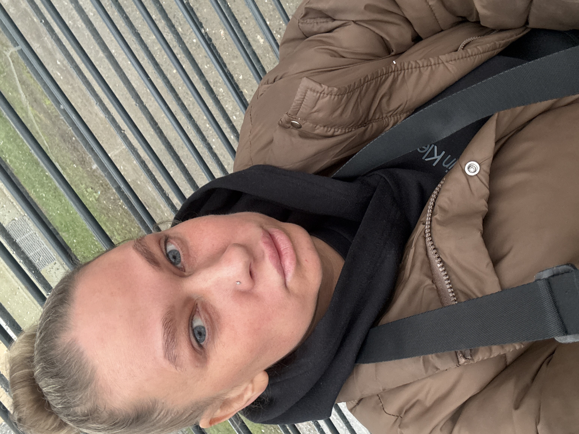 Woman takes selfies in Perm during afternoon session