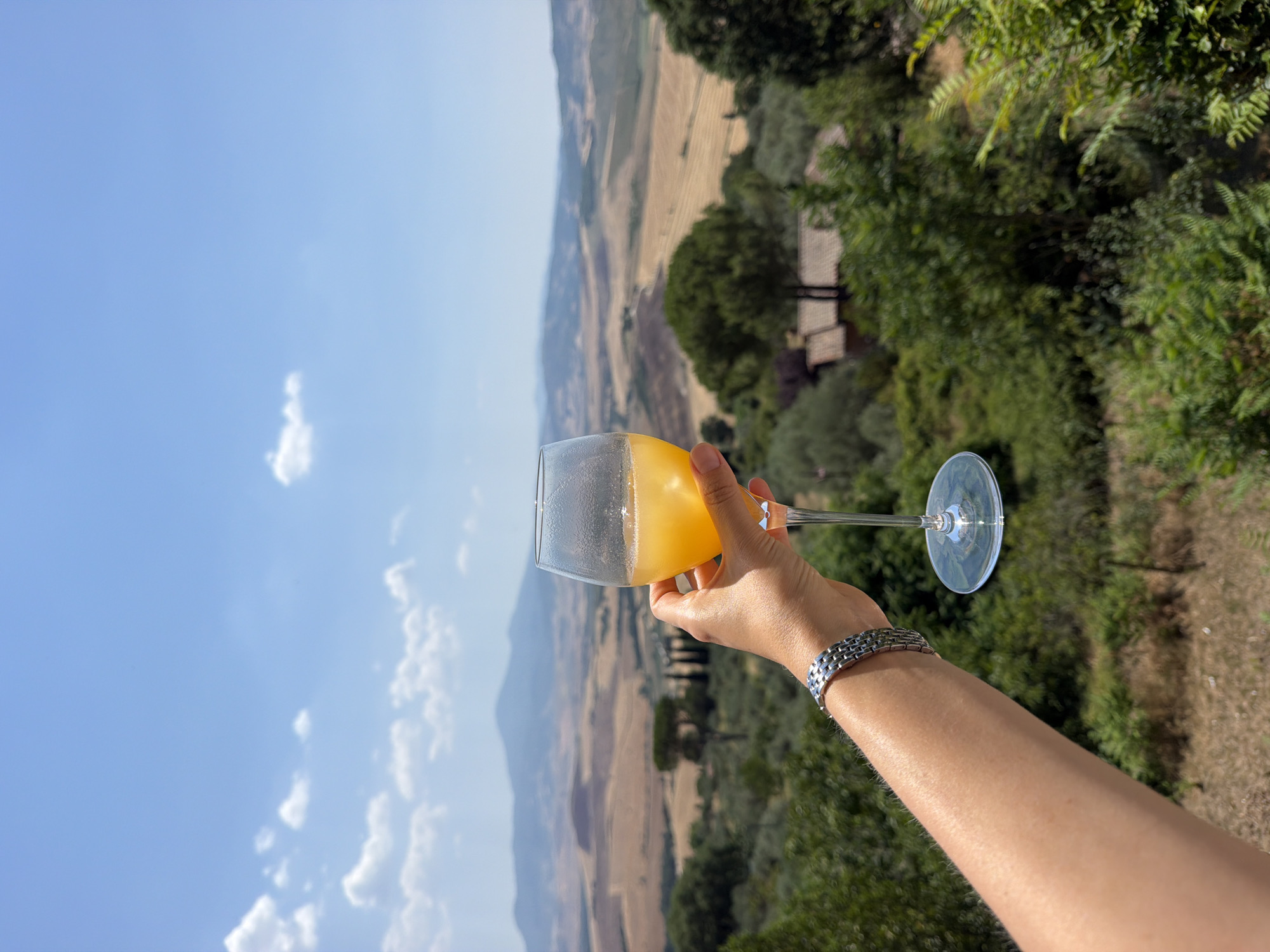 Aperitivo hour at a Pienza wine bar, Tuscany