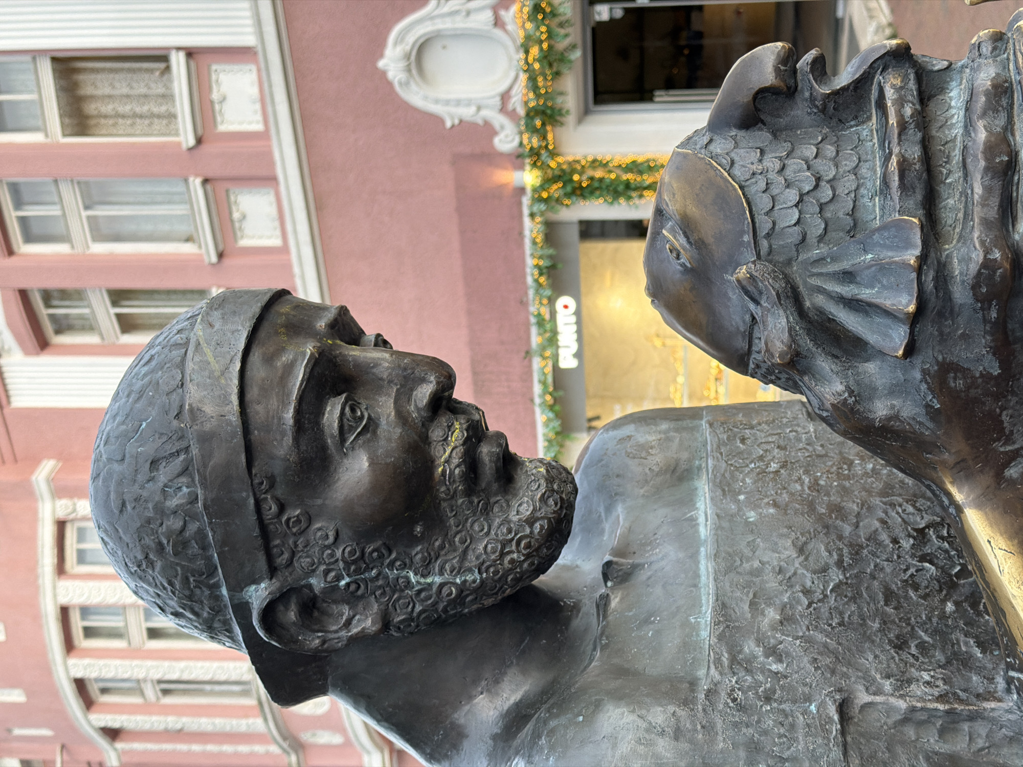 Tourist documents bronze sculptures and ice cream in Varna