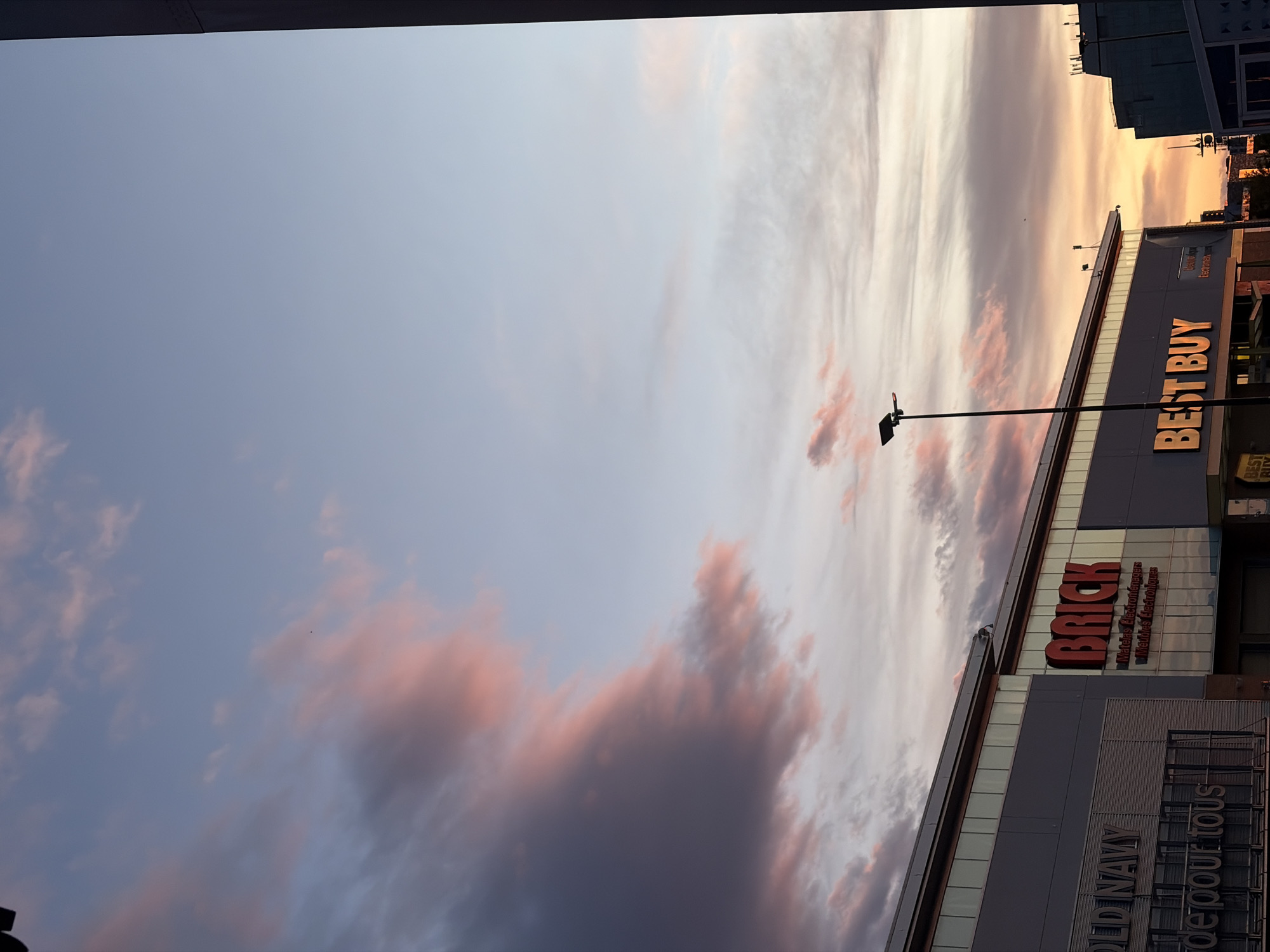 Retail strip, twilight sky, and a salmon dinner