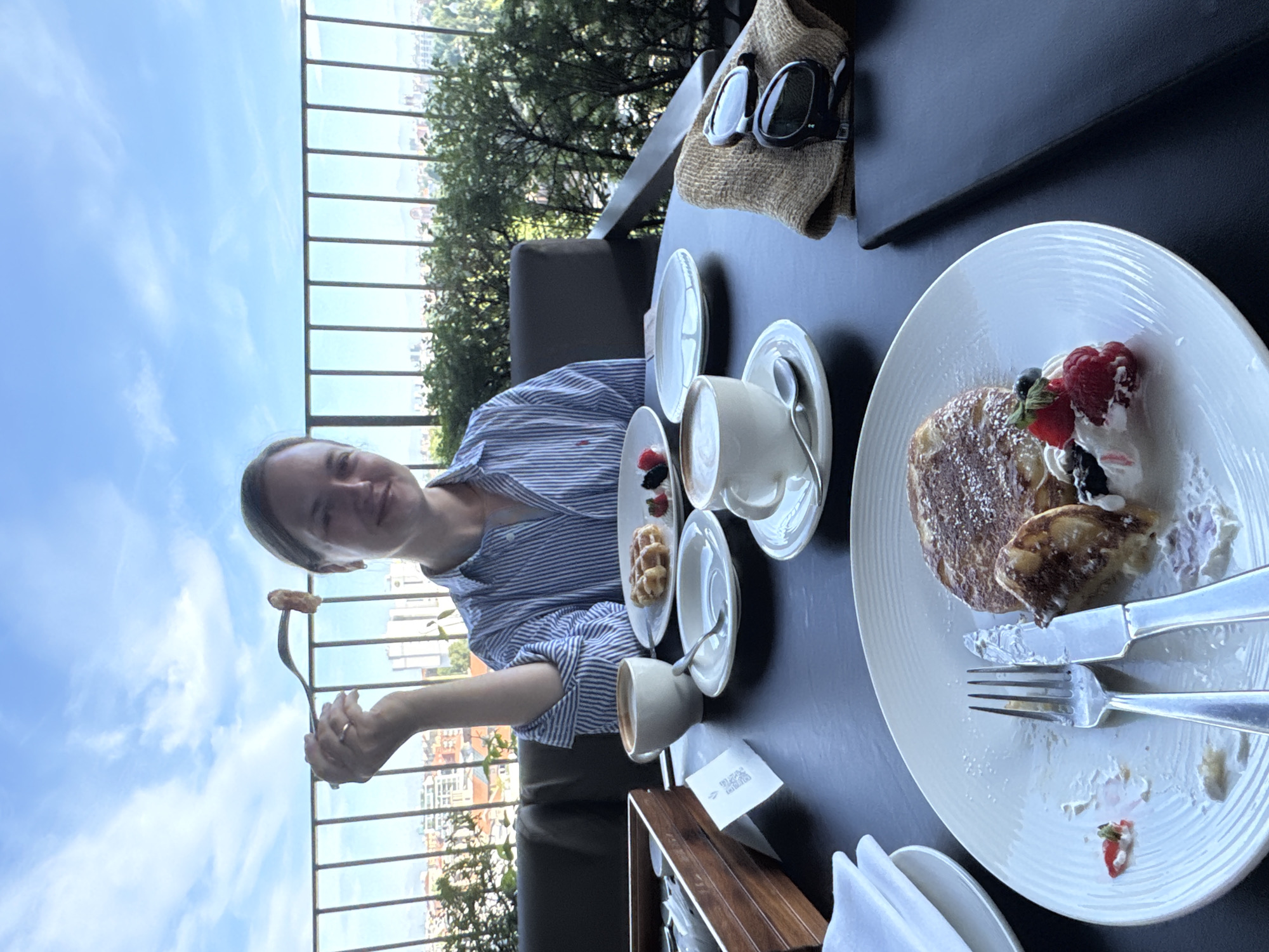 Balcony breakfast with Milan skyline views
