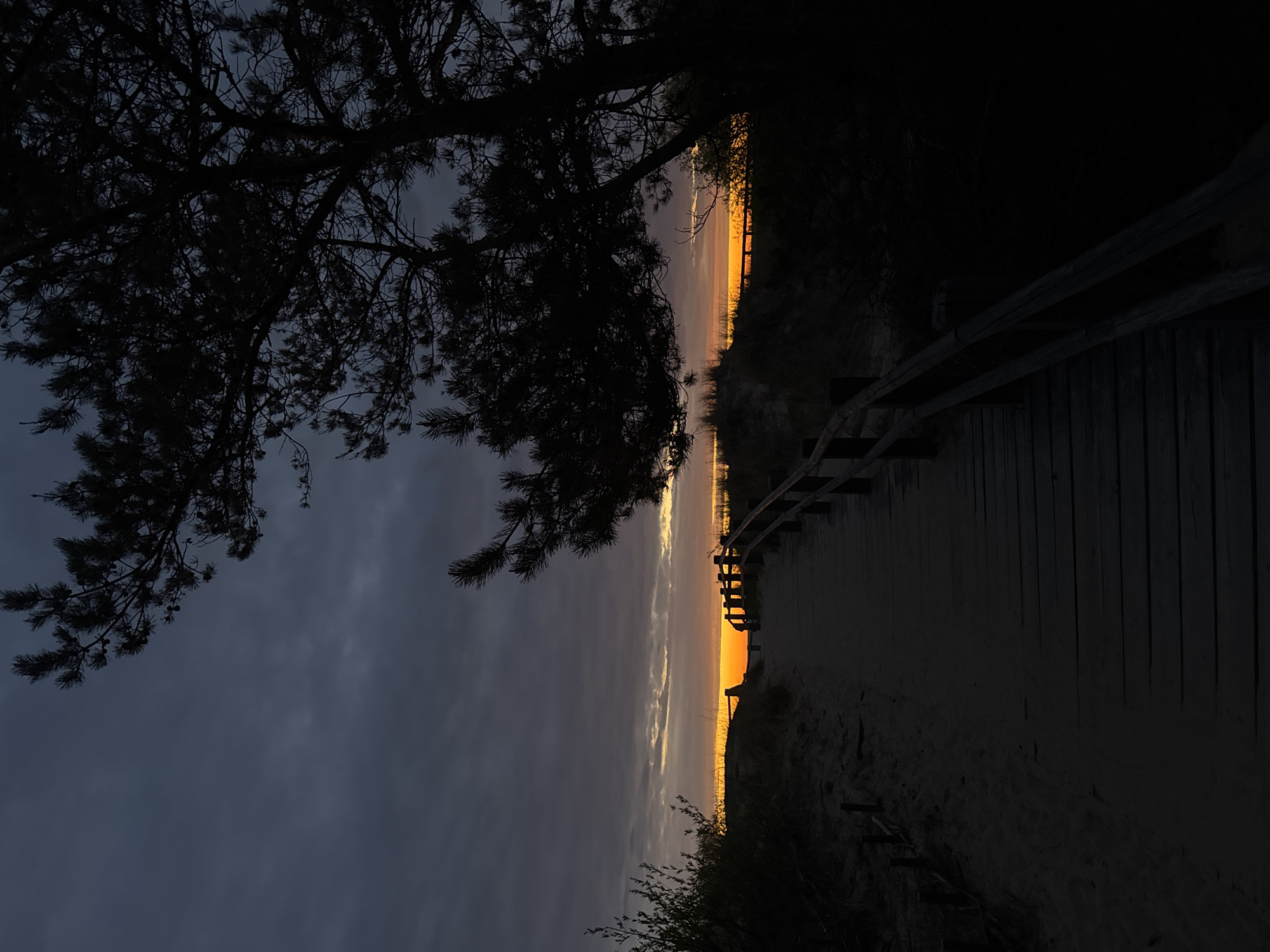 Dusk boardwalk scene captured at Carnikava coast, Latvia