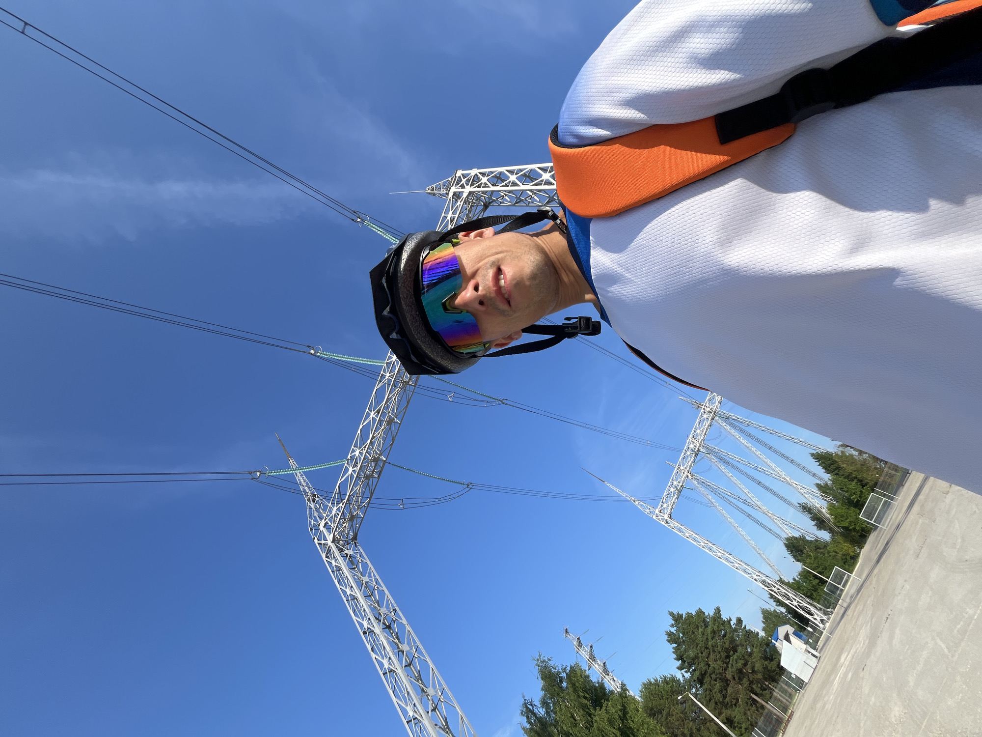 Cyclist poses for a low-angle shot in Chaikovsky, Russia