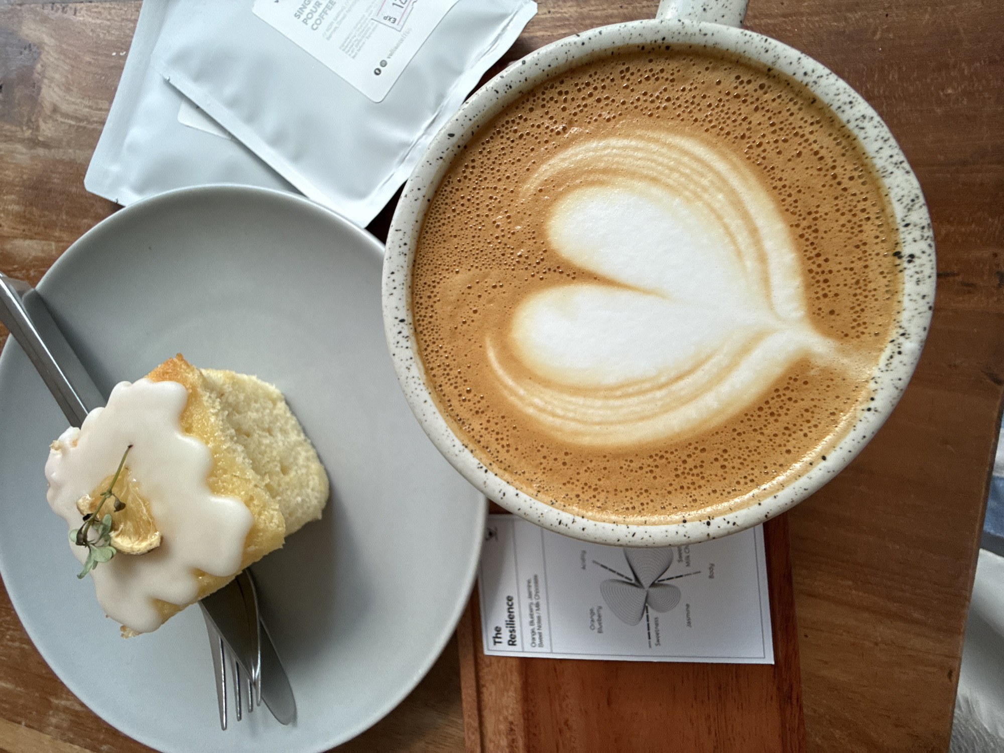 Coffee and cake at a specialty café in Kuta, Bali