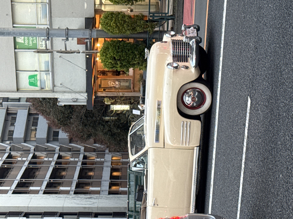 Vintage 1940s Cadillac convertible spotted on Shibuya street