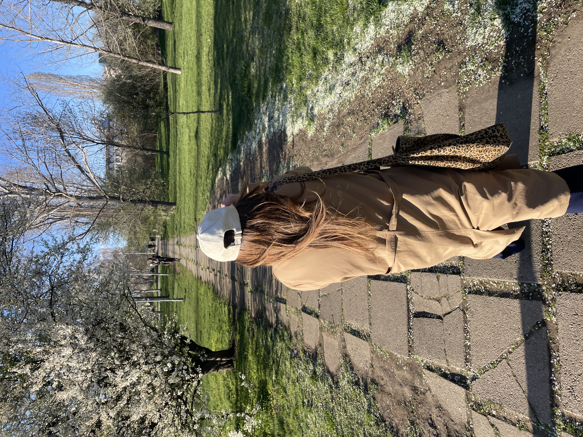 Person walks stone path in Sofia park