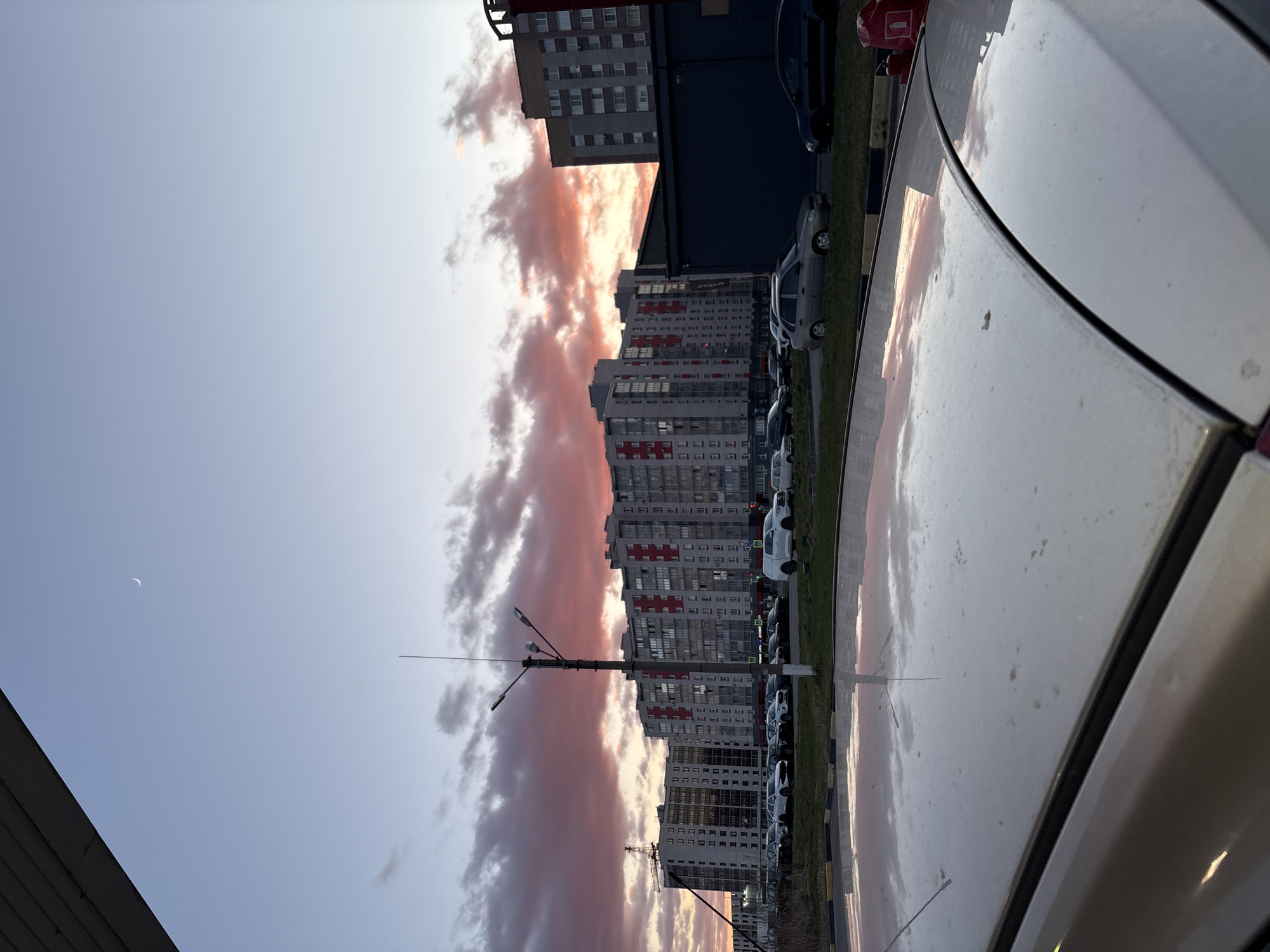 Sunset street scene documented in Veliky Novgorod
