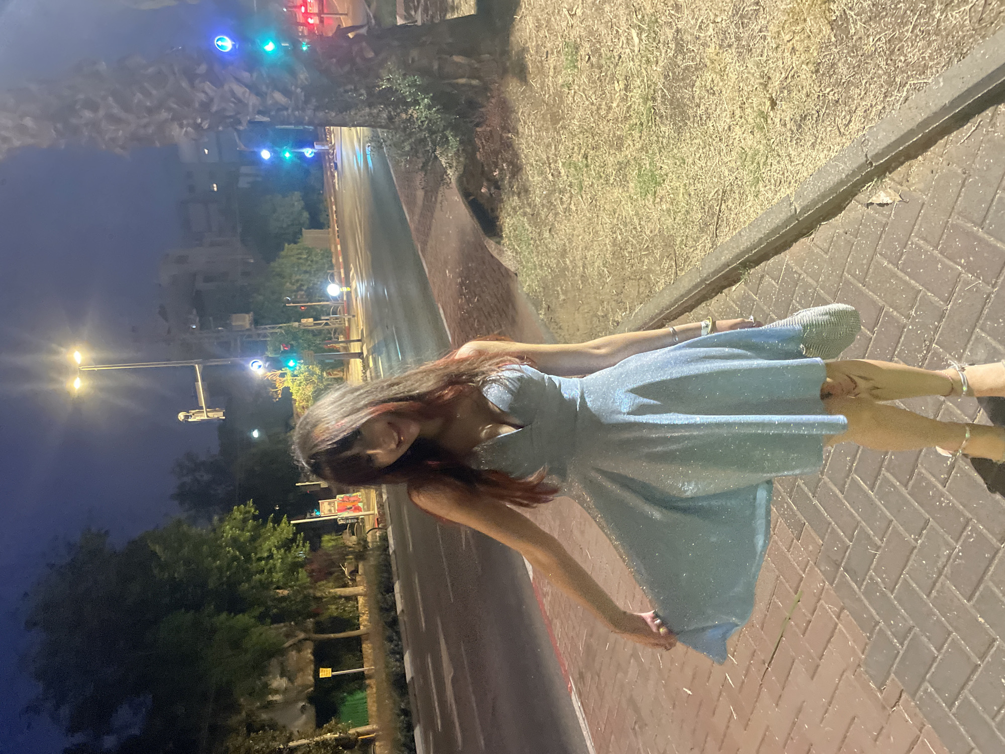 Night-out selfie series in Raanana, sparkly blue dress